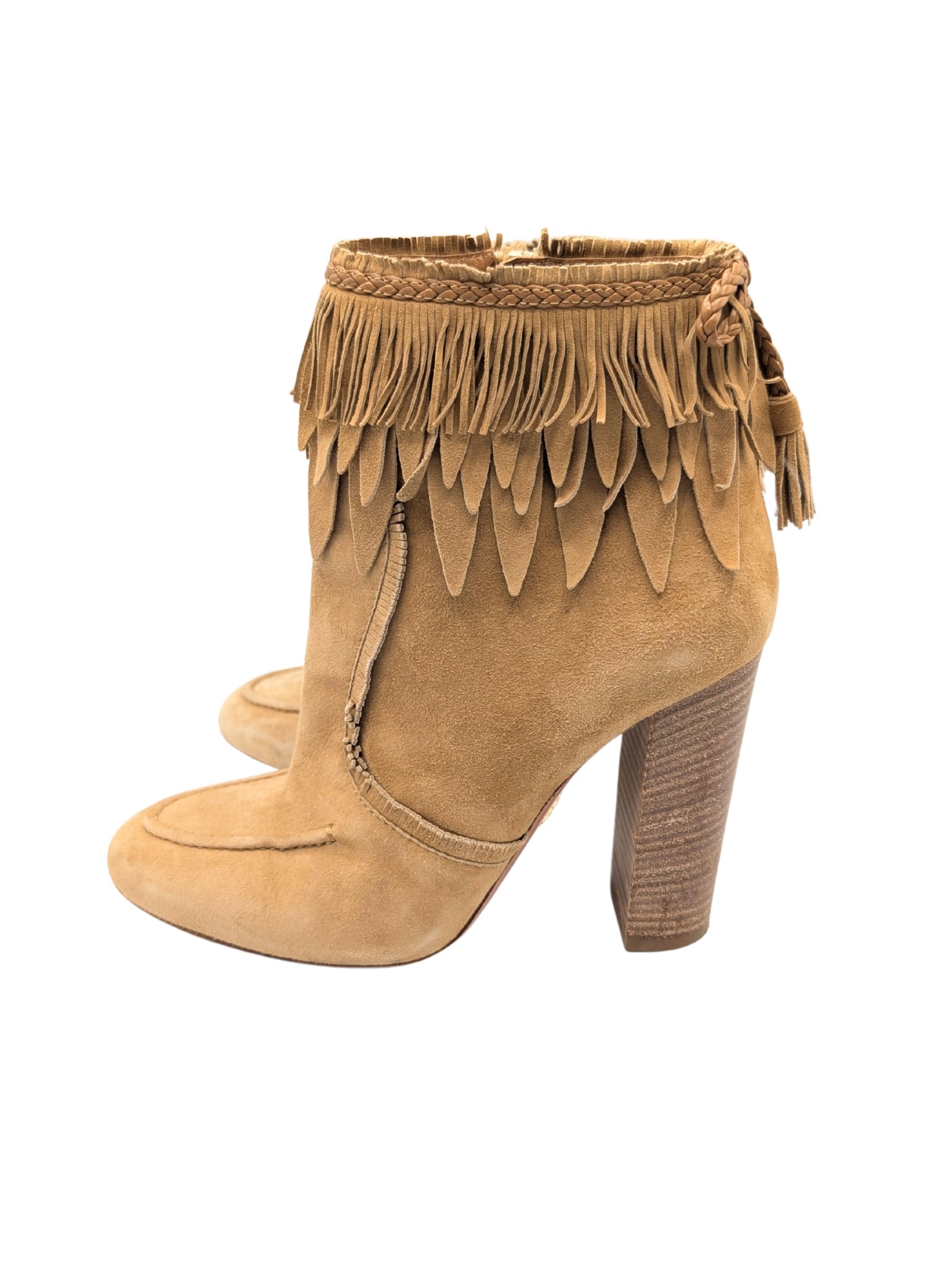 Aquazzura Tiger Lily Tan Suede Booties Size 38
