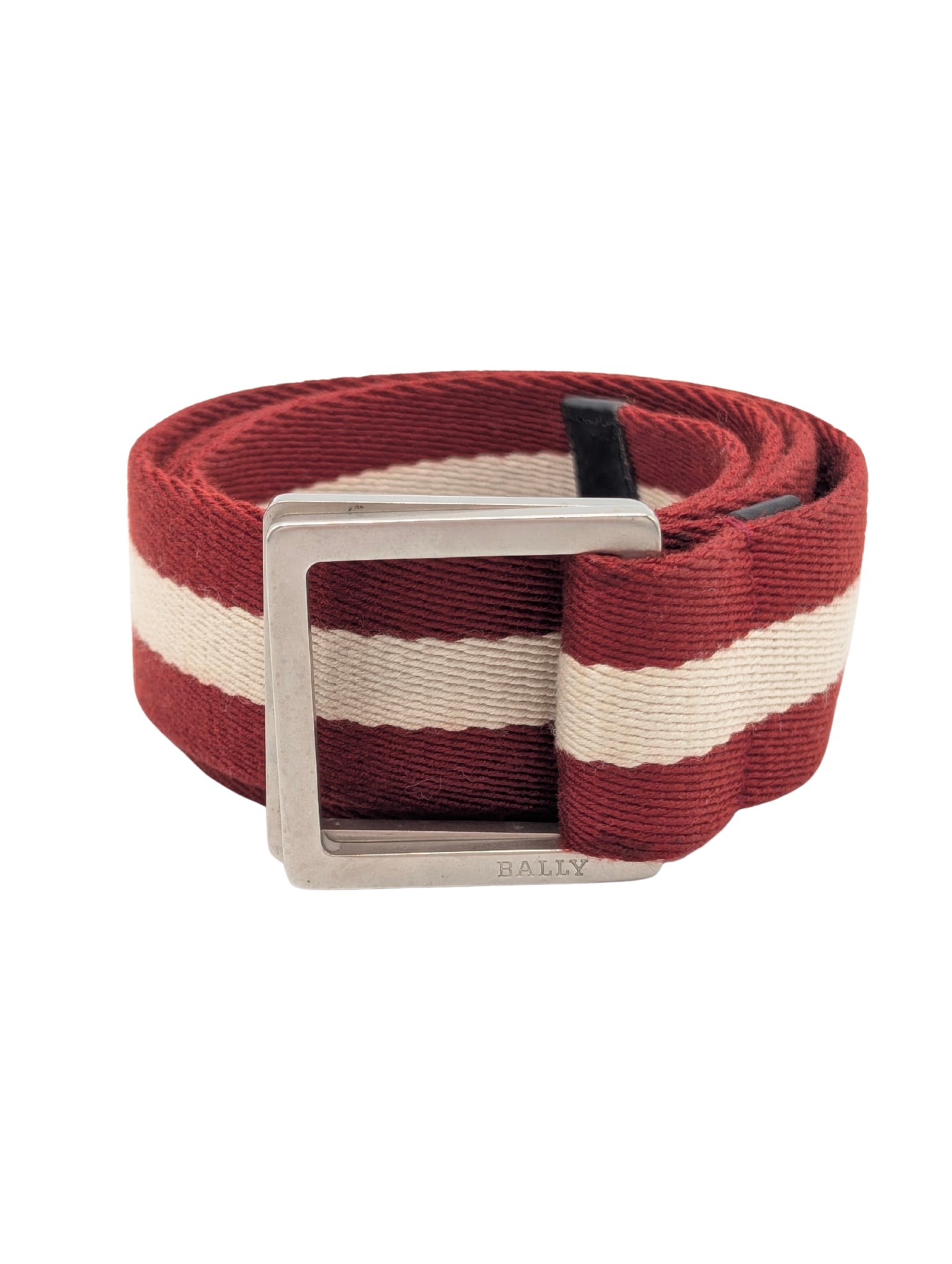 Bally Red/White Stripe Web Belt Men Size 95/38