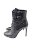Prada Black Leather Double Buckle Ankle Booties Size