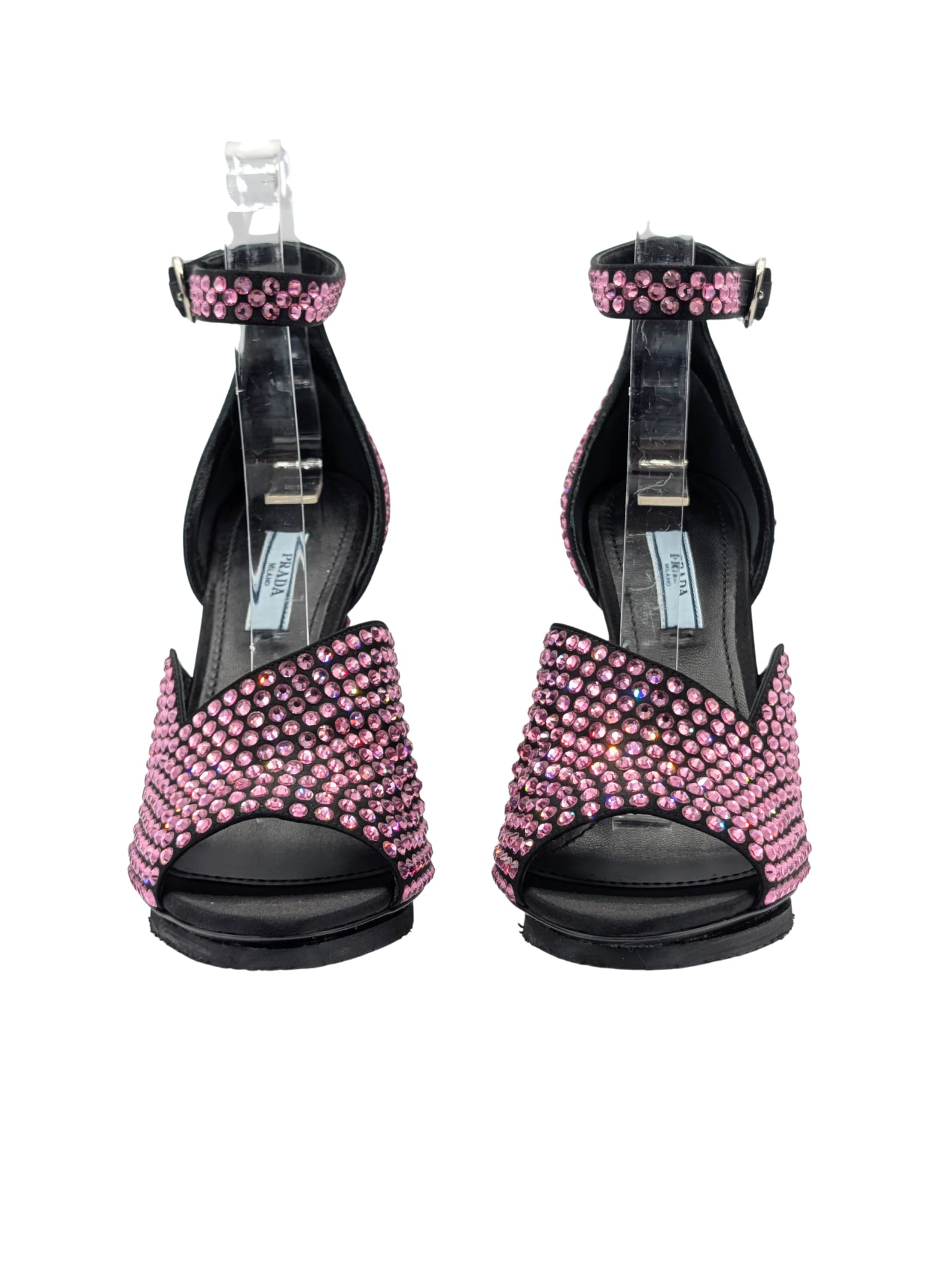 Prada Pink Swarovski Crystal Block Heels Fall 2019 Size 37