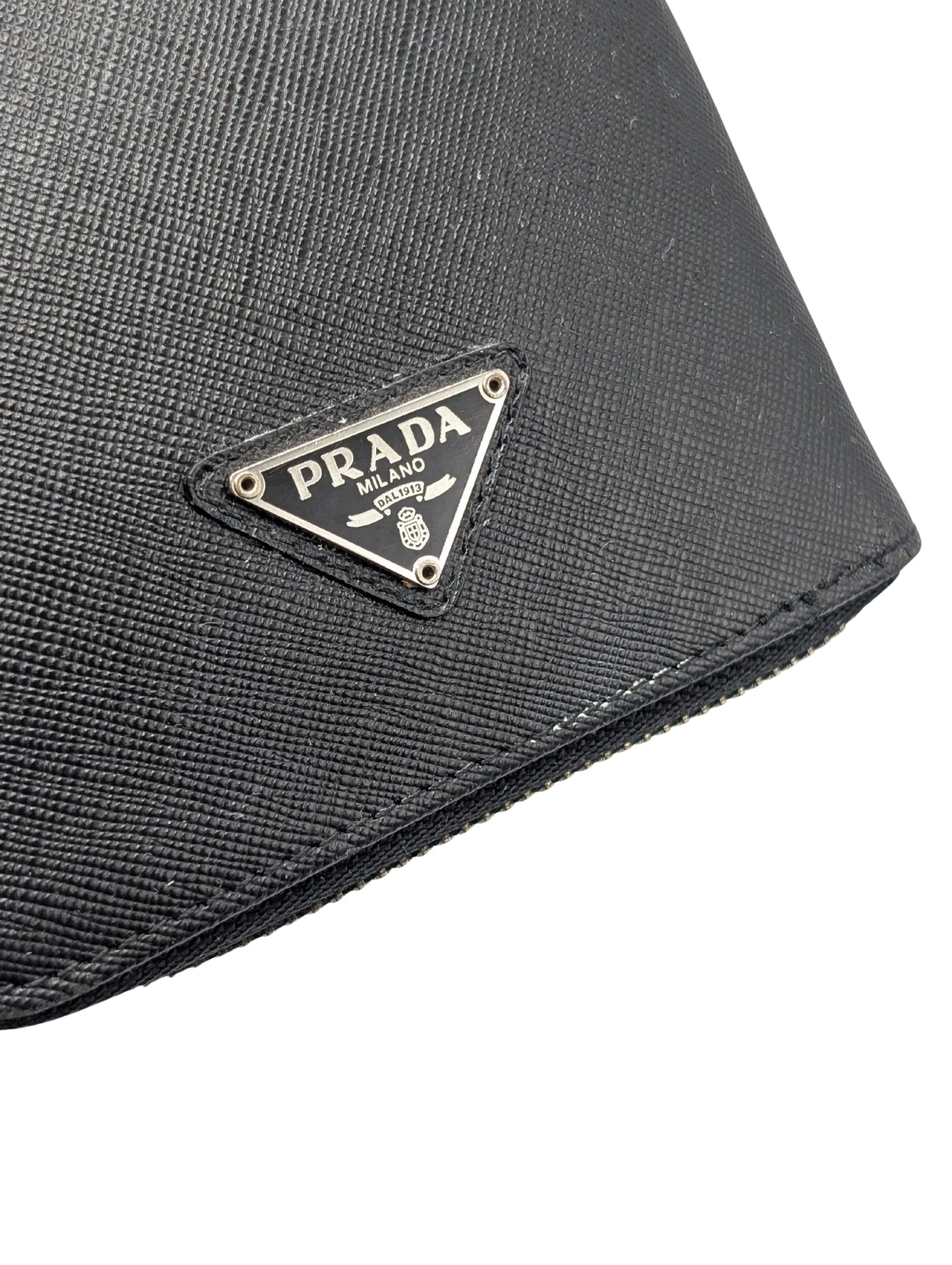 Prada Black Saffiano Travel Organizer Zip Wallet