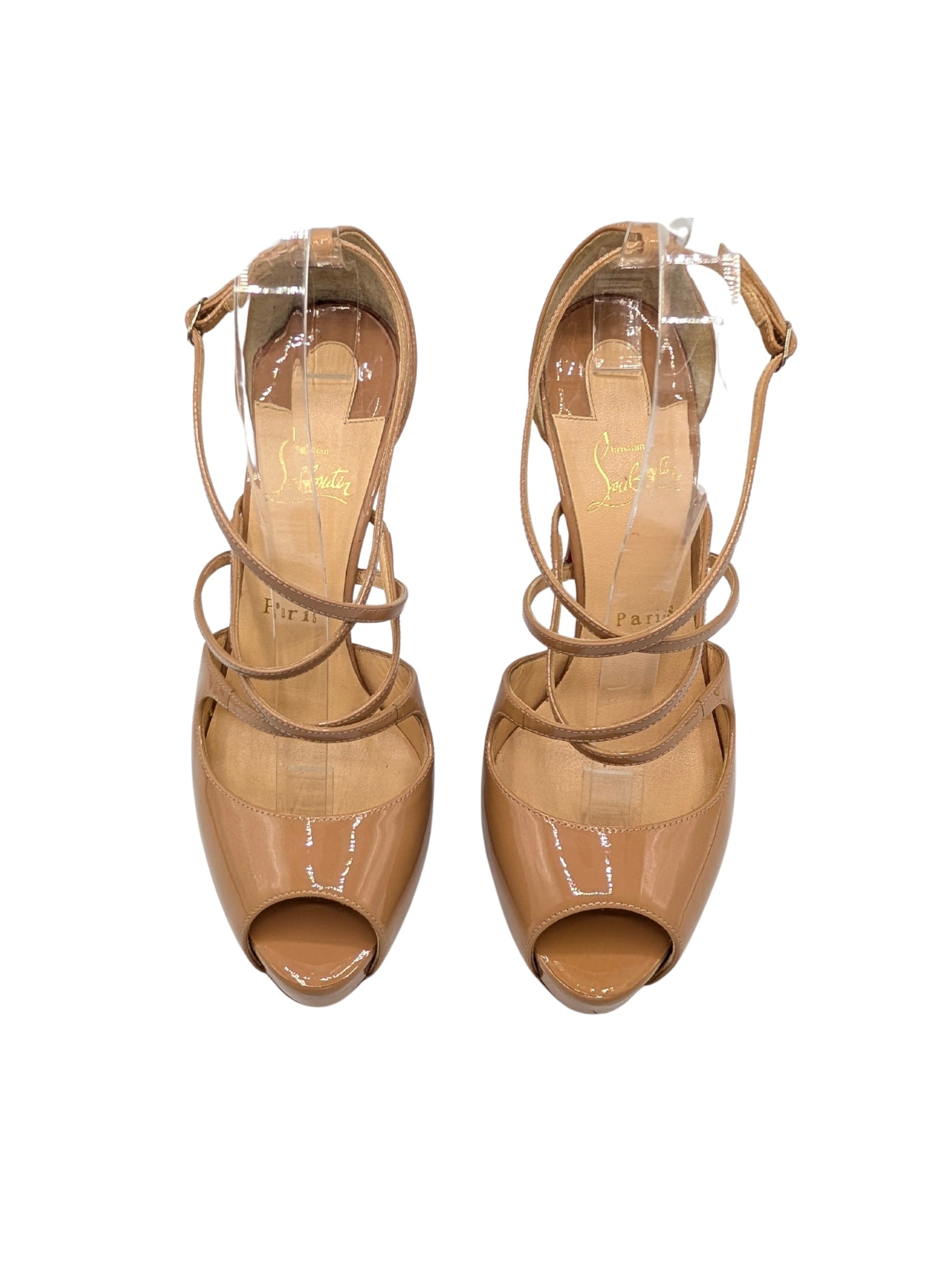 Christian Louboutin Patent Nude Holly Alta 120 Size 38.5
