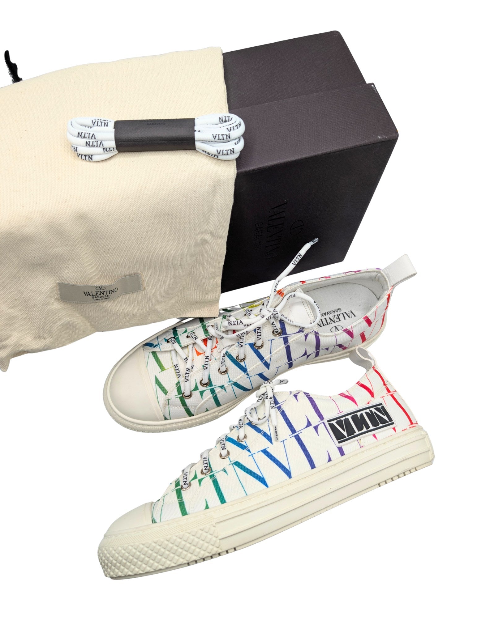 Valentino White Rainbow Giggies VLTN Sneakers Men Size 43
