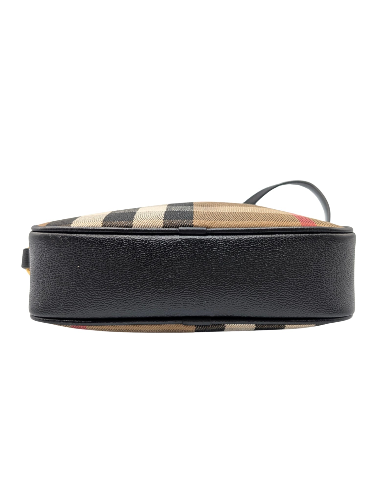 Burberry Check Black Leather Camera Crossbody Bag