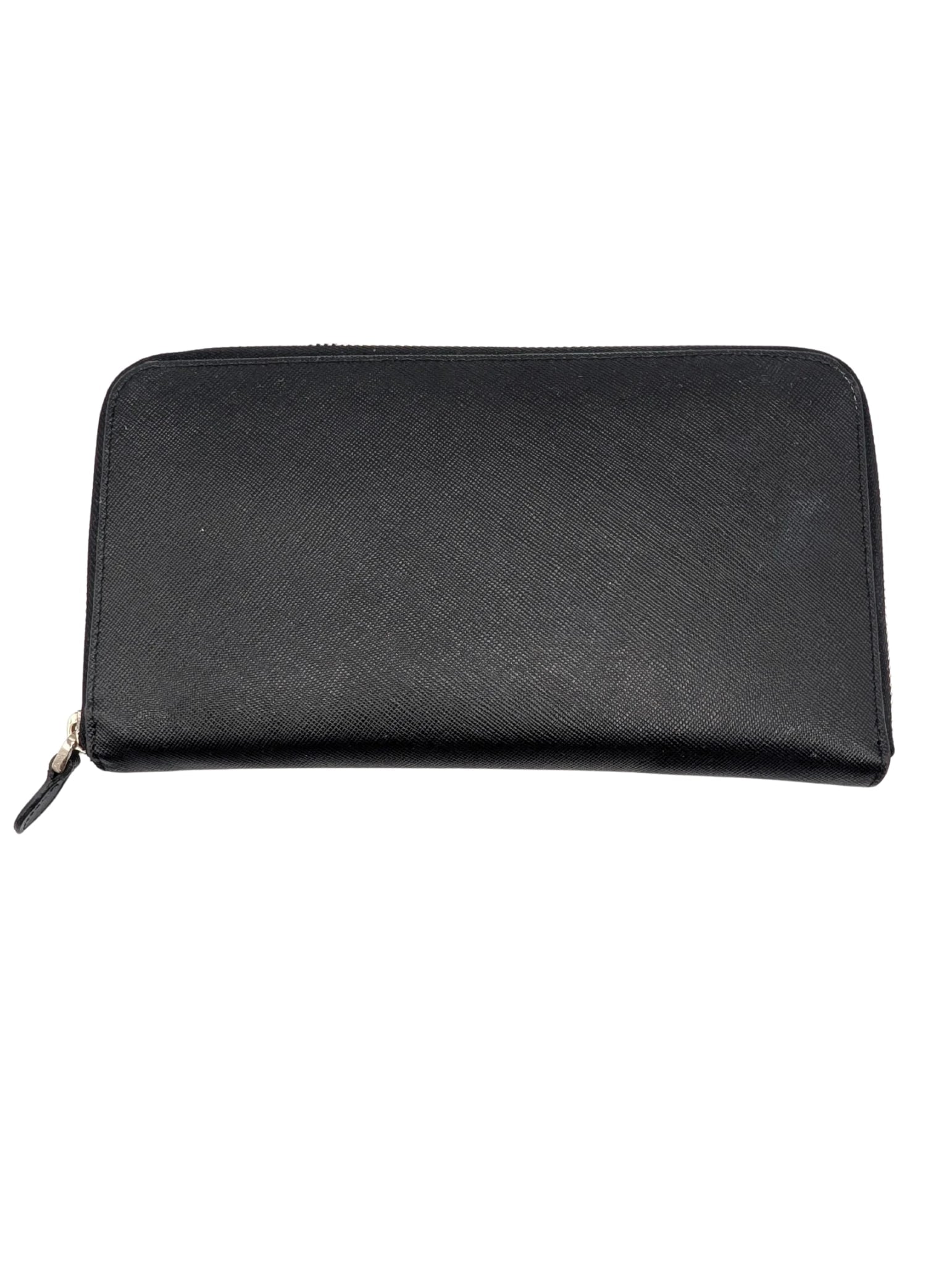 Prada Black Saffiano Travel Organizer Zip Wallet
