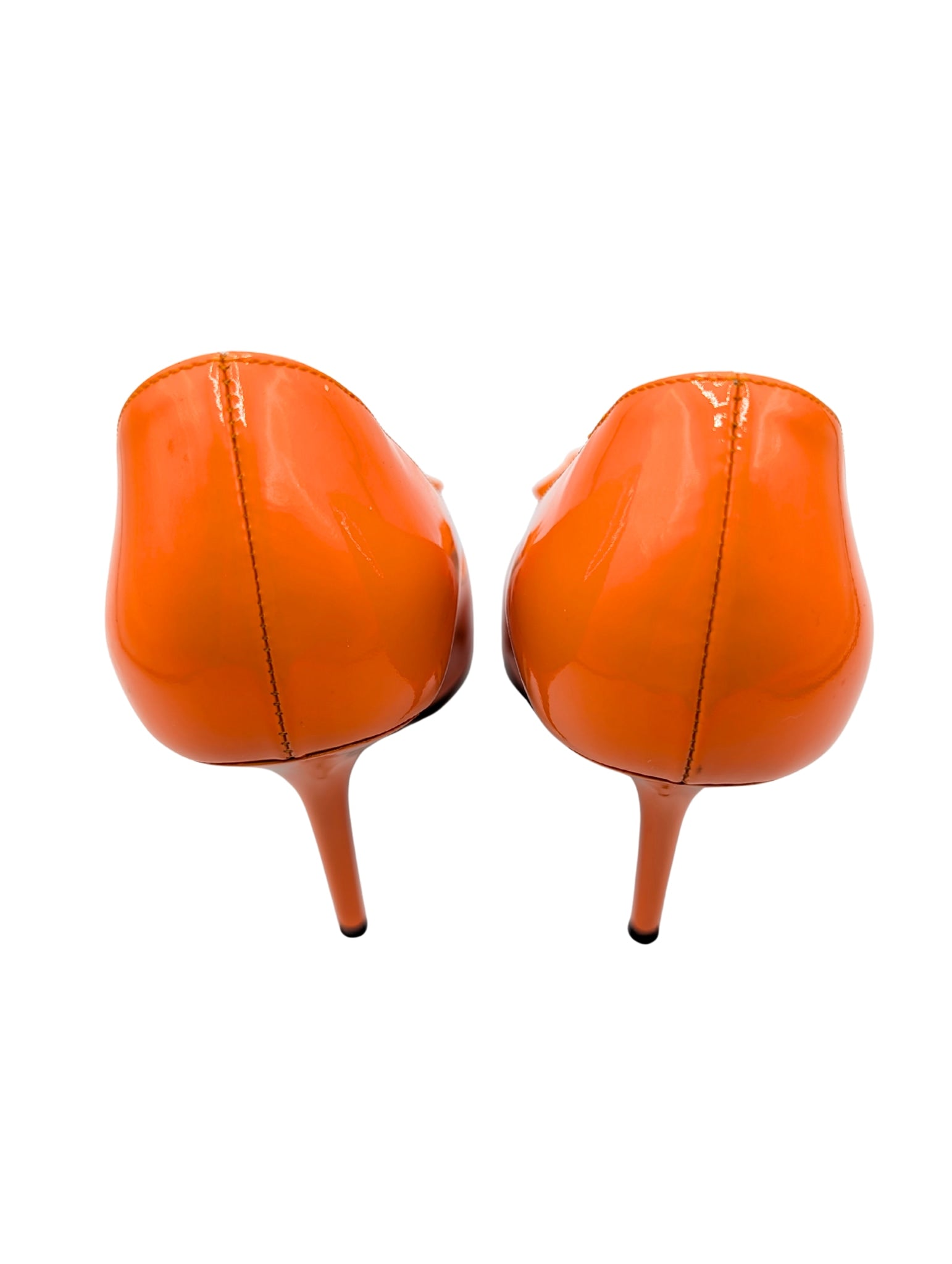 Versace Orange Patent La Medusa Pointed Pumps Size 37.5 Spring 2021