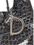 Christian Dior Black Patent Crocodile Embossed 61 Shoulder Bag