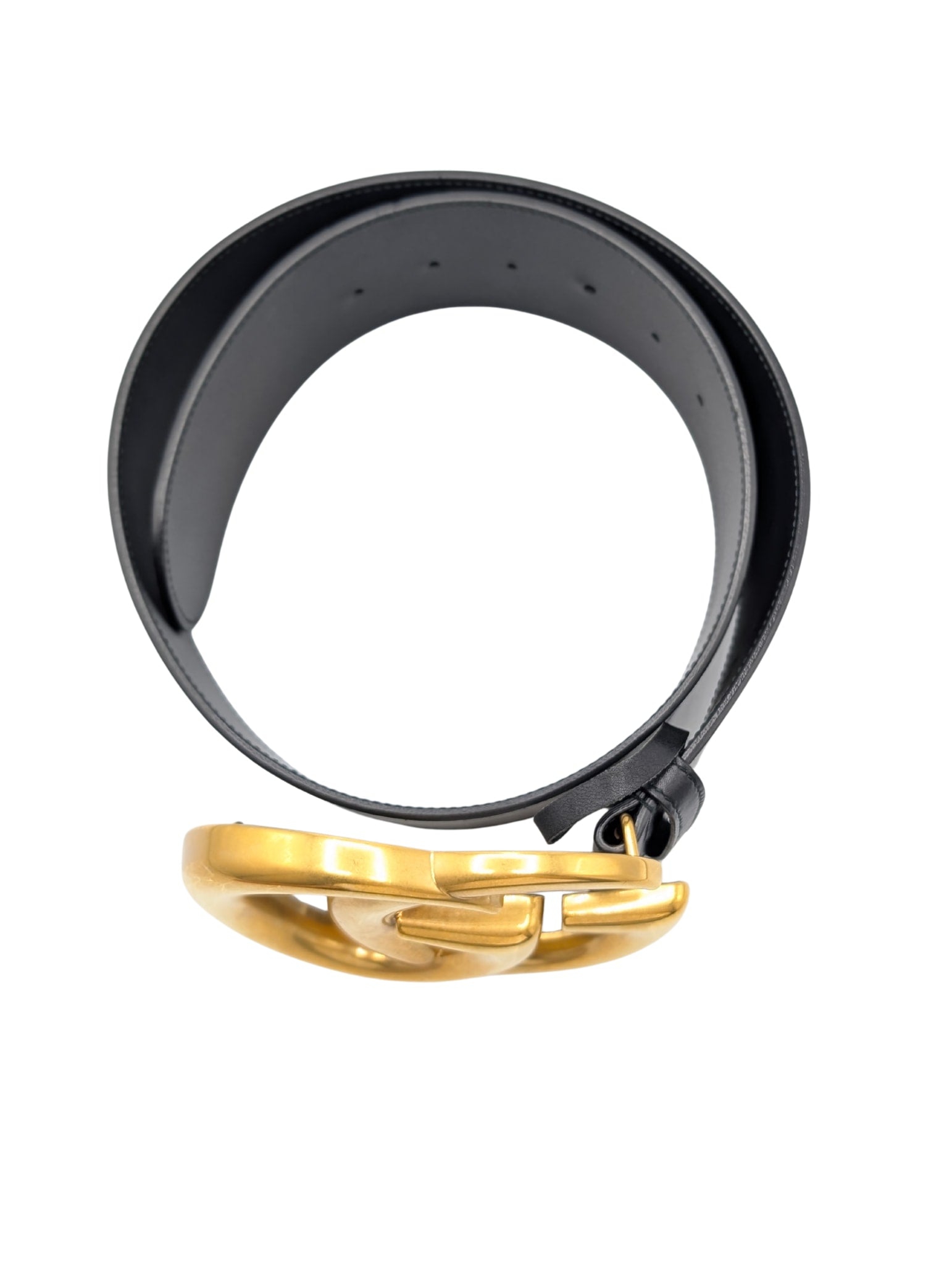 Gucci Black Leather GG Marmont Extra Wide Belt Size 85/34