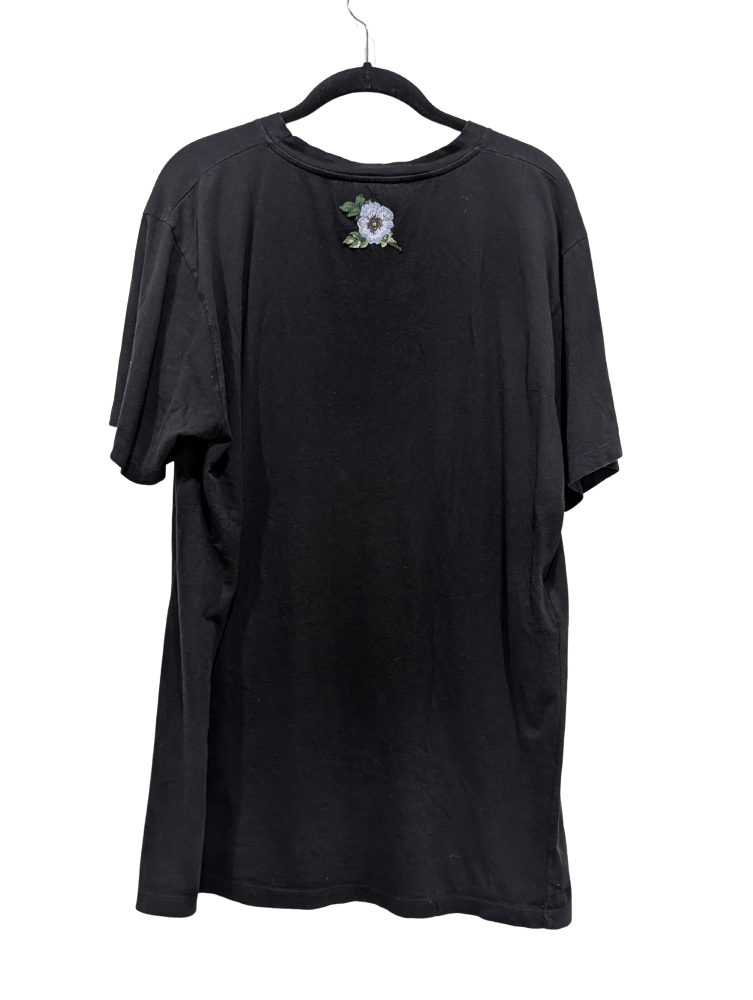 Gucci Black Logo Embroidered Flower T-shirt Size Large