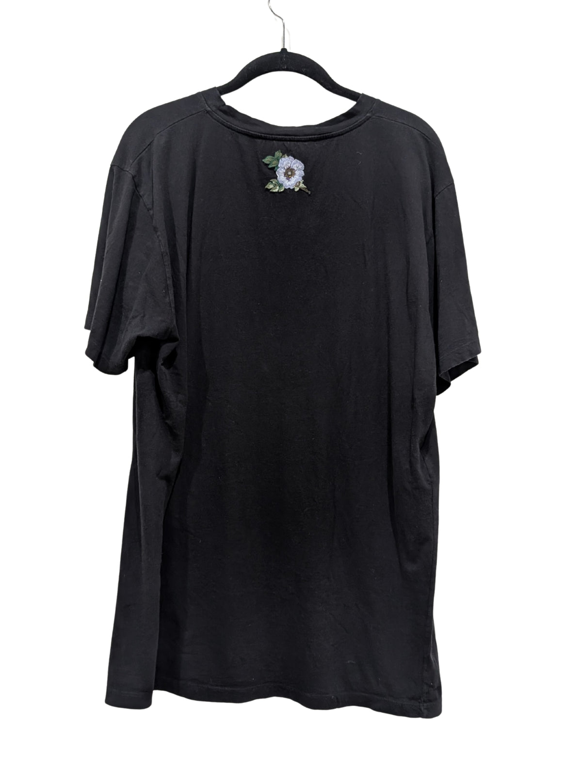 Gucci Black Logo Embroidered Flower T-shirt Size Large