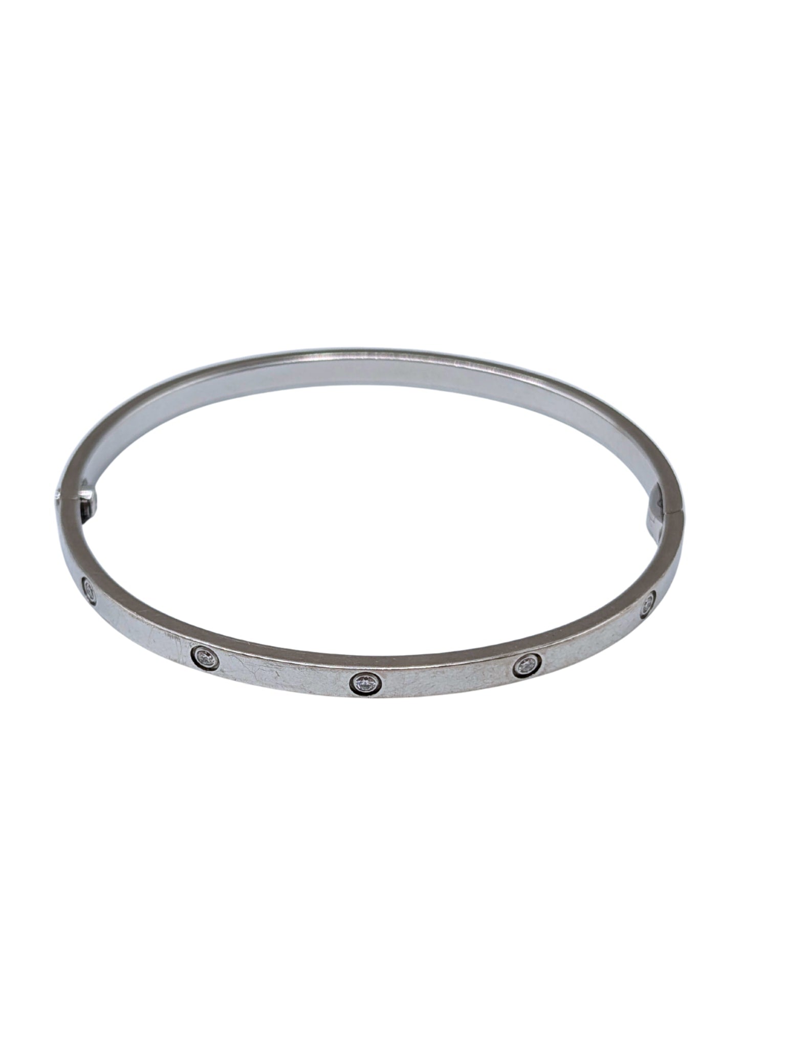Cartier White Gold Small 10 Diamonds Love Bracelet Full Set