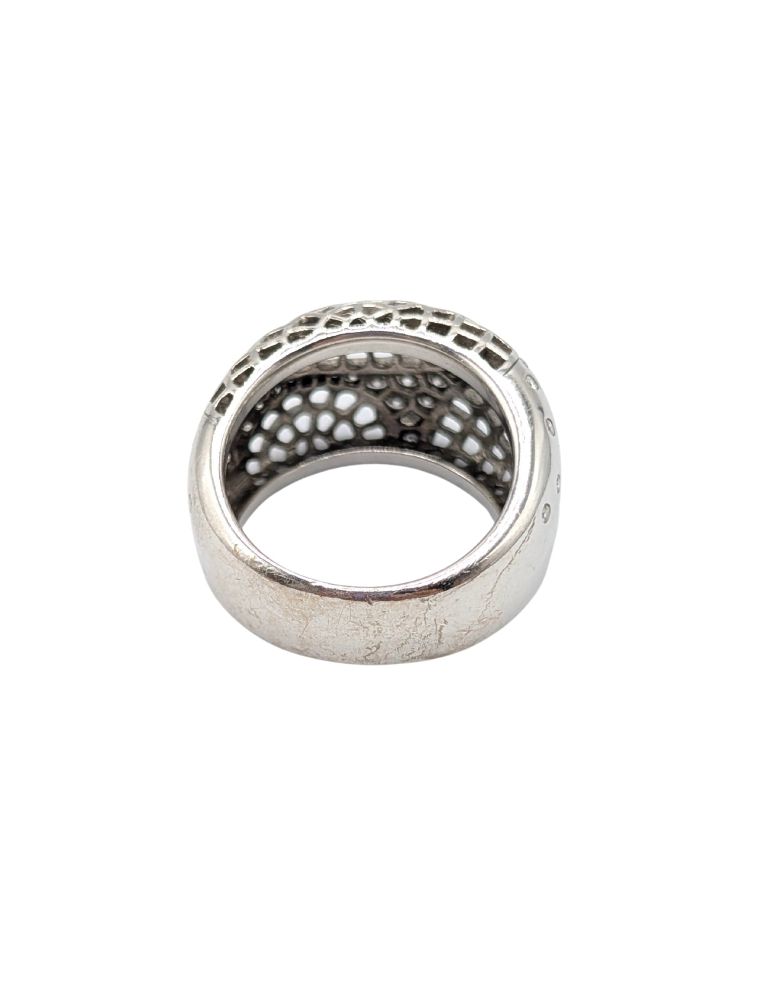 Cartier Nouvelle Vague Paris Diamond 18K White Gold Dome Ring Size 52