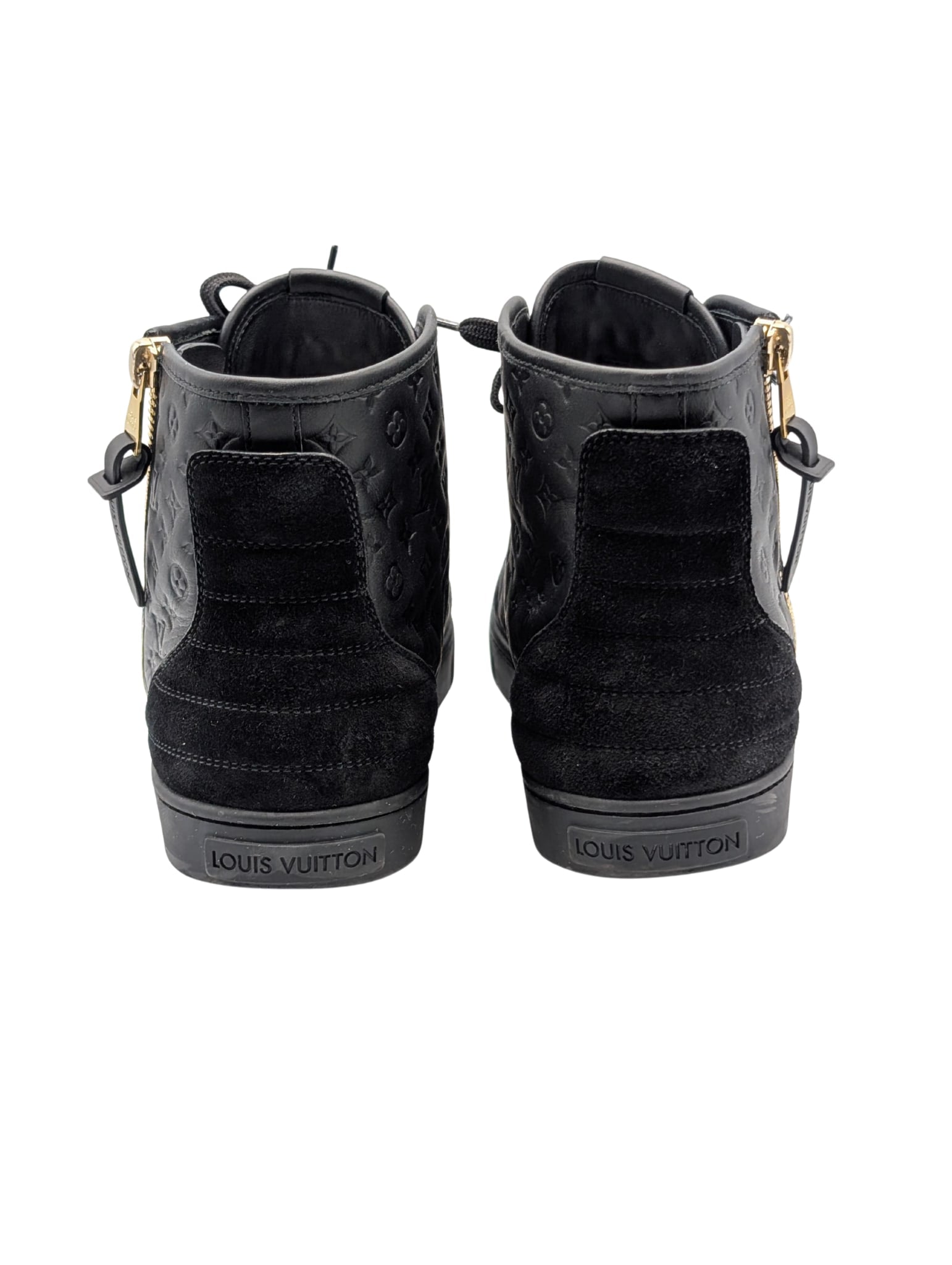 Louis Vuitton Black Monogram Leather Punchy Sneakers Size 38.5