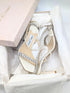 Jimmy Choo Cream Meira Crystal Sandal Heels Size 36.5