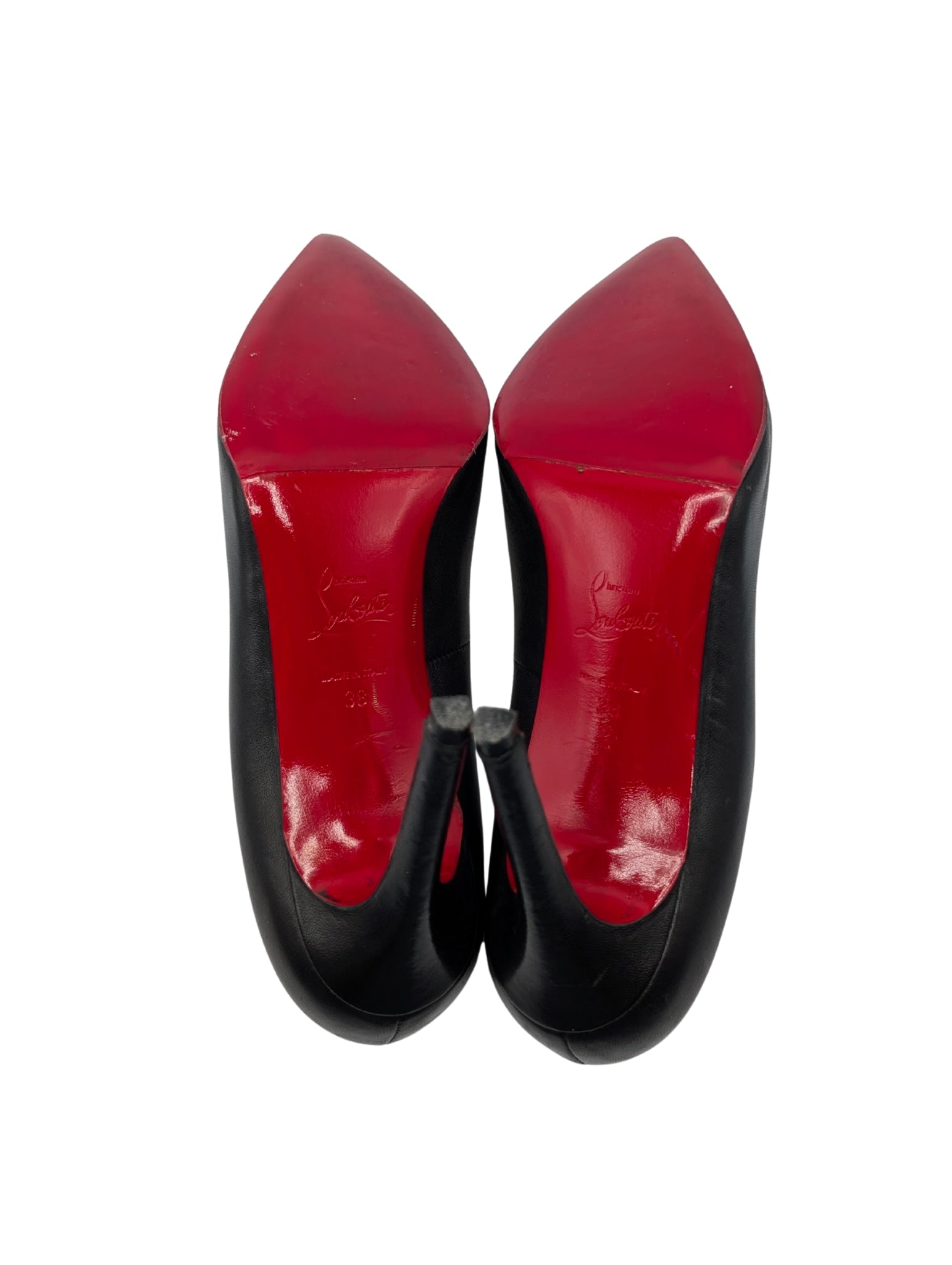 Christian Louboutin Black Leather Decoltissimo 100 Size 38