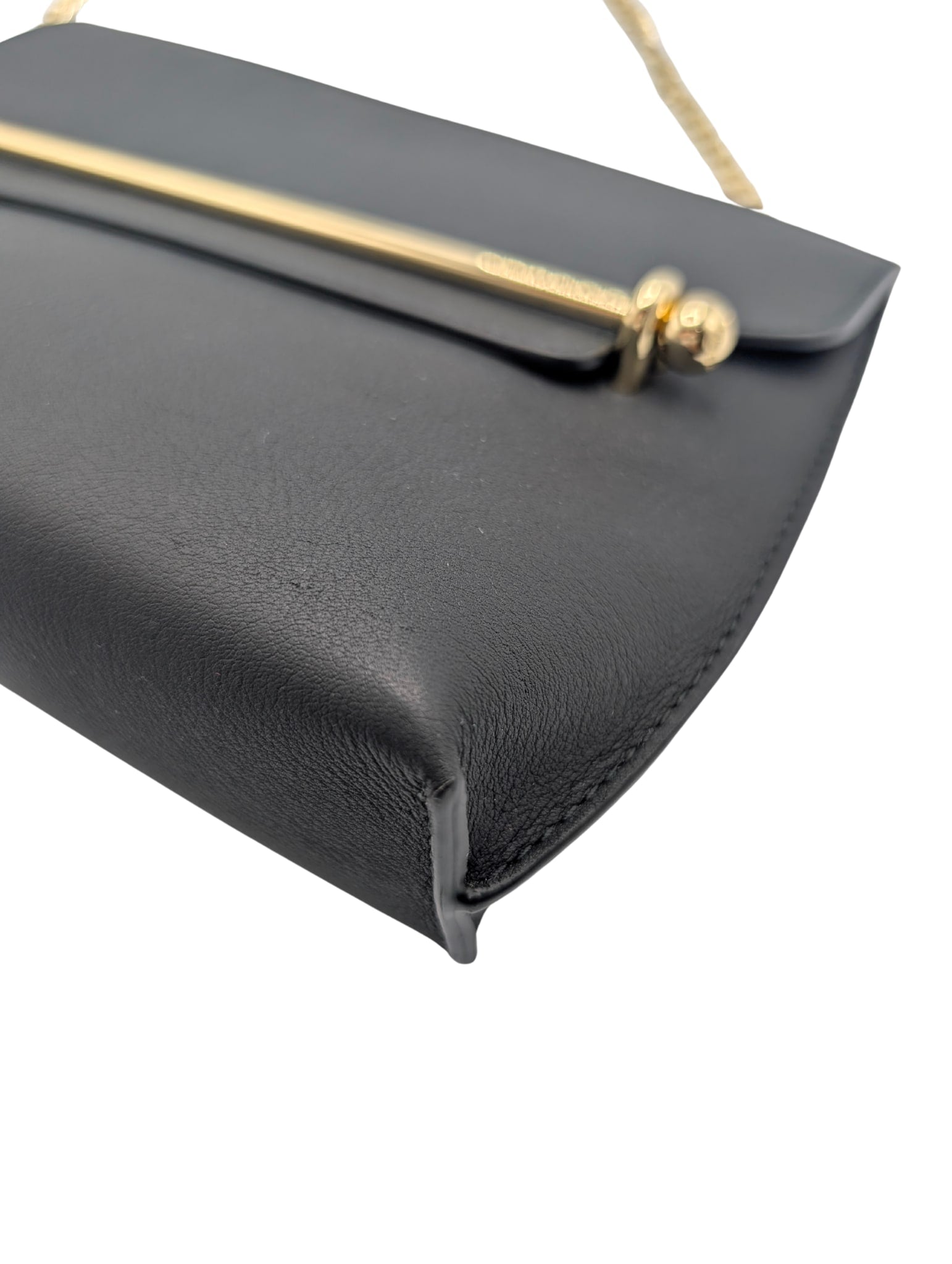 Strathberry Stylist Bar Black Leather Clutch Chain Crossbody