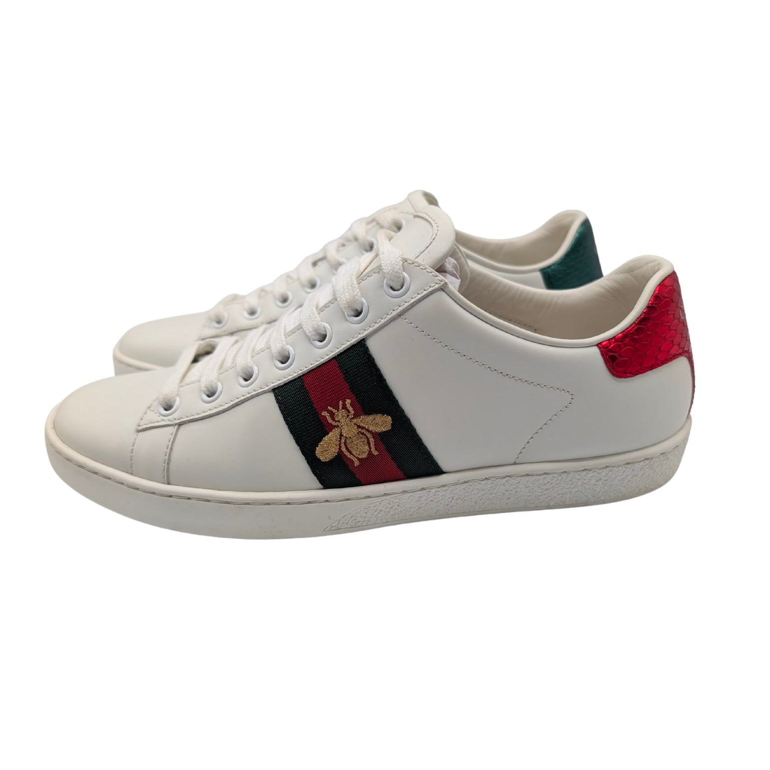 Gucci White Bee Ace Sneakers Size 38