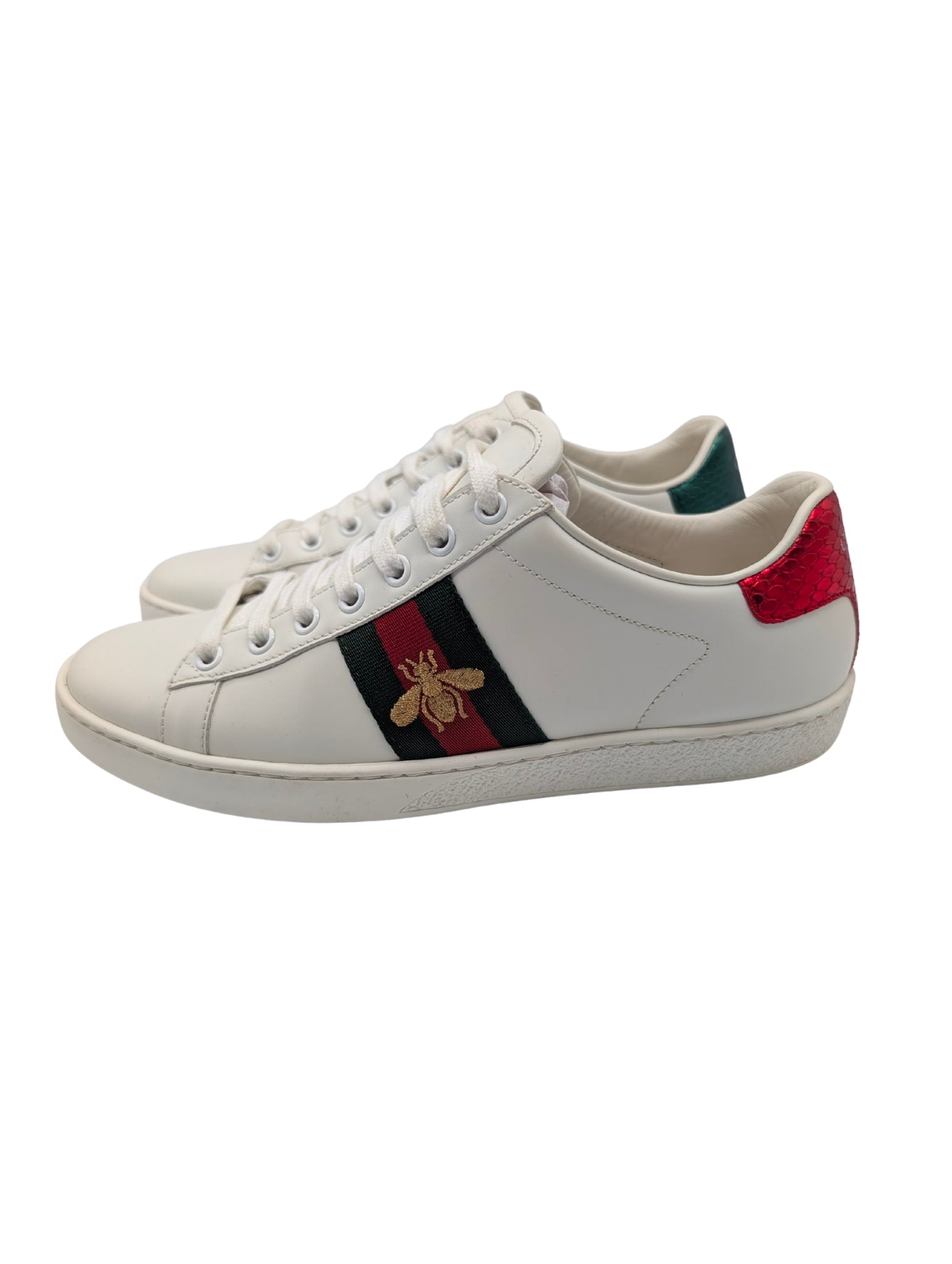 Gucci White Bee Ace Sneakers Size 38