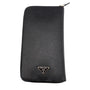 Prada Black Saffiano Travel Organizer Zip Wallet