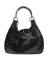 Christian Dior Black Patent Crocodile Embossed 61 Shoulder Bag