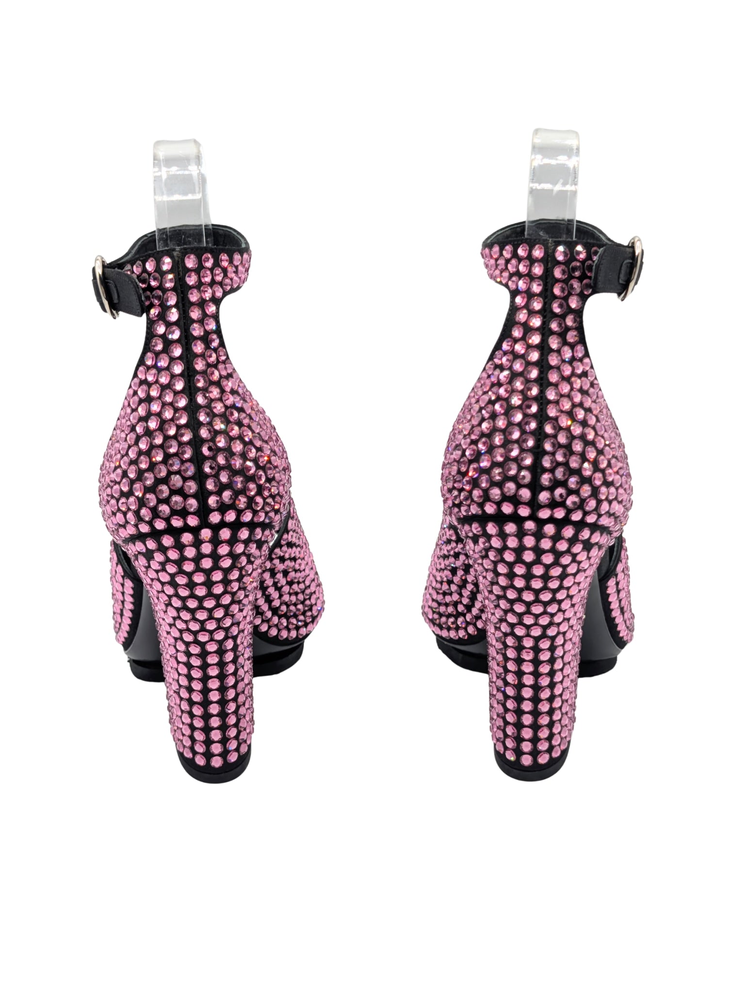 Prada Pink Swarovski Crystal Block Heels Fall 2019 Size 37
