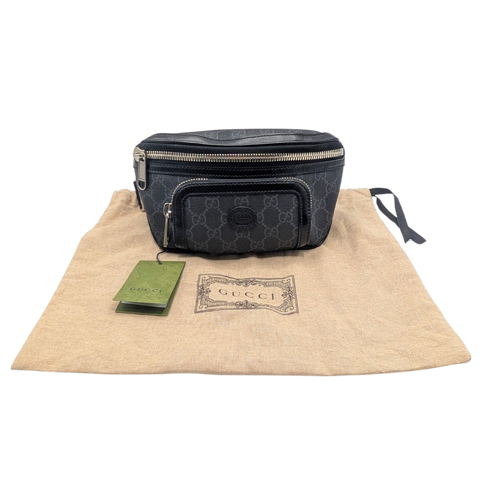 NWT Gucci Black Supreme Monogram Small GG Belt Bag