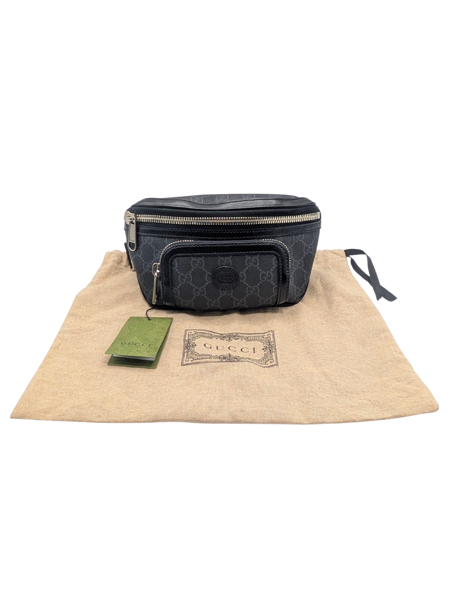 NWT Gucci Black Supreme Monogram Small GG Belt Bag