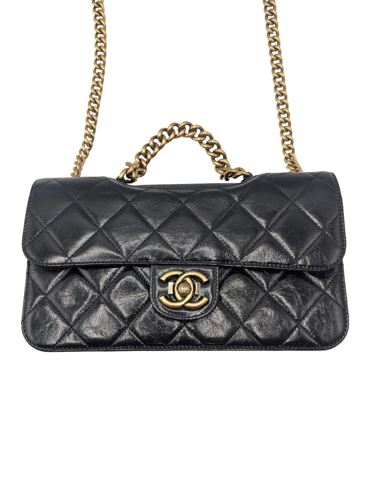 Chanel Black Quilted Glazed Calfskin Perfect Edge Medium Flap Bag