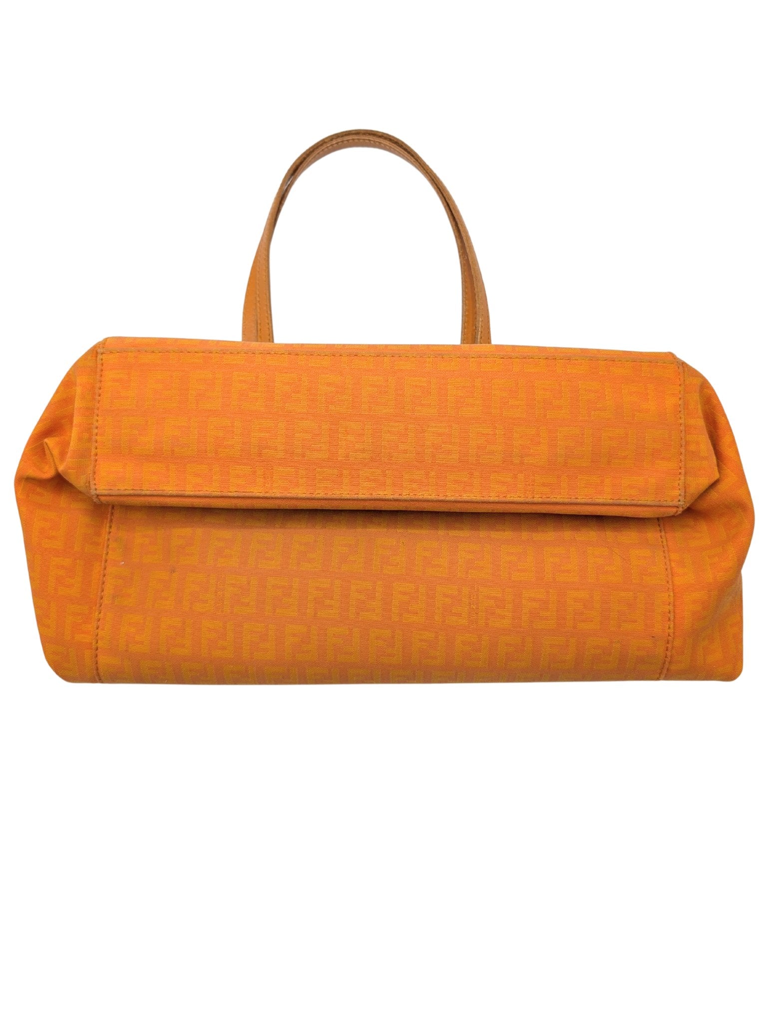 Fendi Orange Zucchino FF Canvas Leather Tote