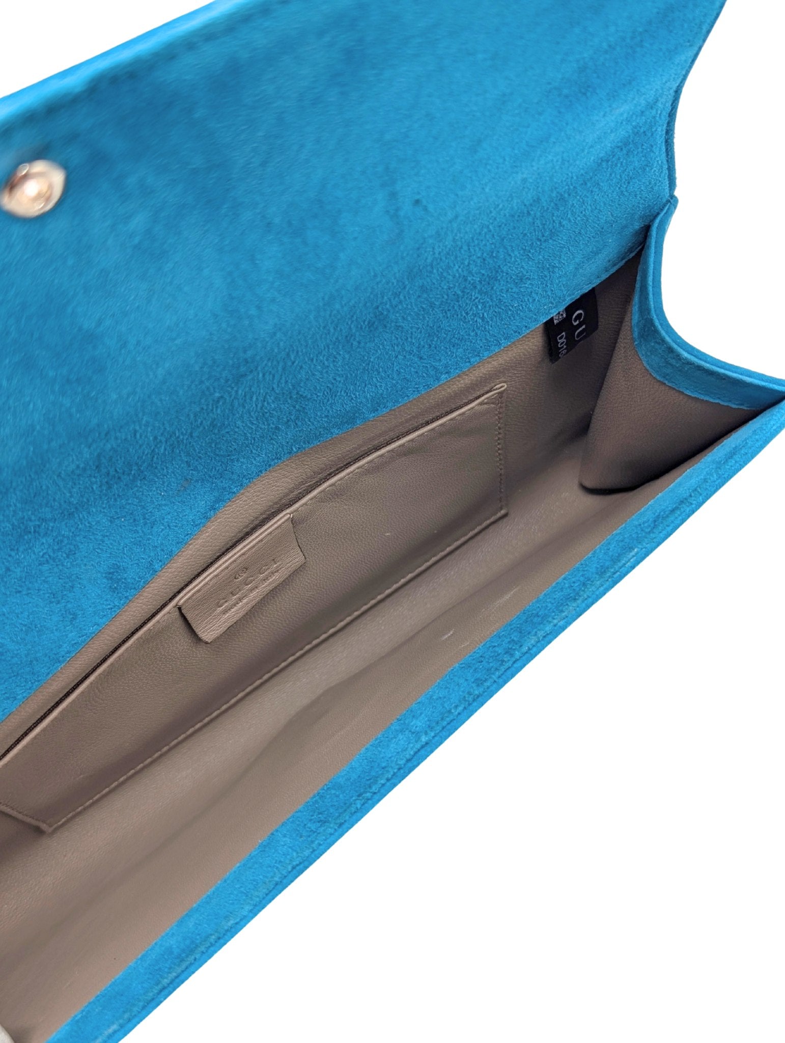 Gucci Broadway Teal Suede Swarovski Crystal Clutch