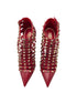 Valentino Garavani Alcove Red Leather Studded Strappy Ankle Booties Size 39