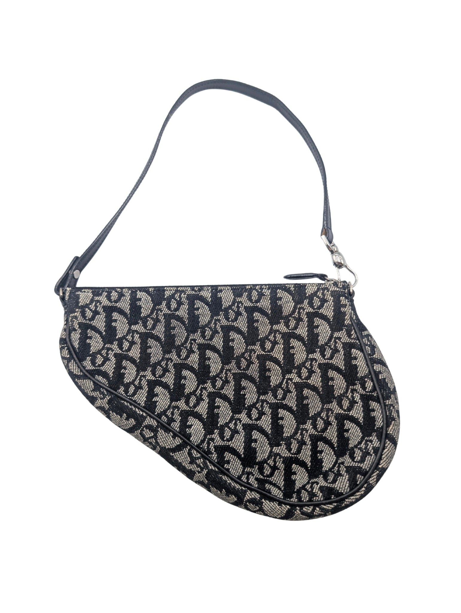 Christian Dior Navy Blue Diorissimo Saddle Pochette Bag