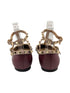 Louis Vuitton Burgundy/Beige Leather Rockstud Caged Ankle Strap Flats Size