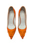 Versace Orange Patent La Medusa Pointed Pumps Size 37.5 Spring 2021