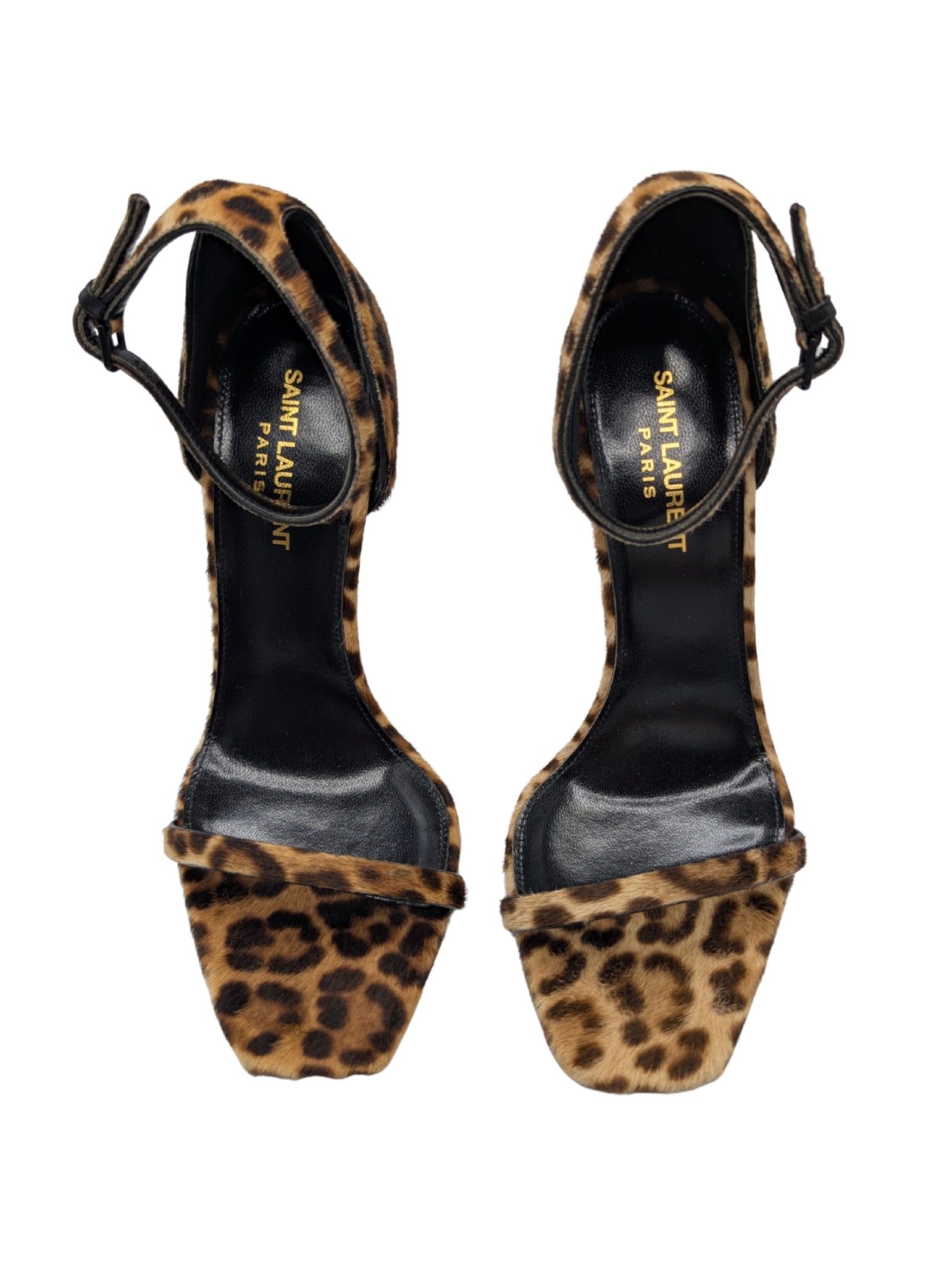 Saint Laurent Calf Hair Leopard Opyum YSL Sandal Heels Size 38.5