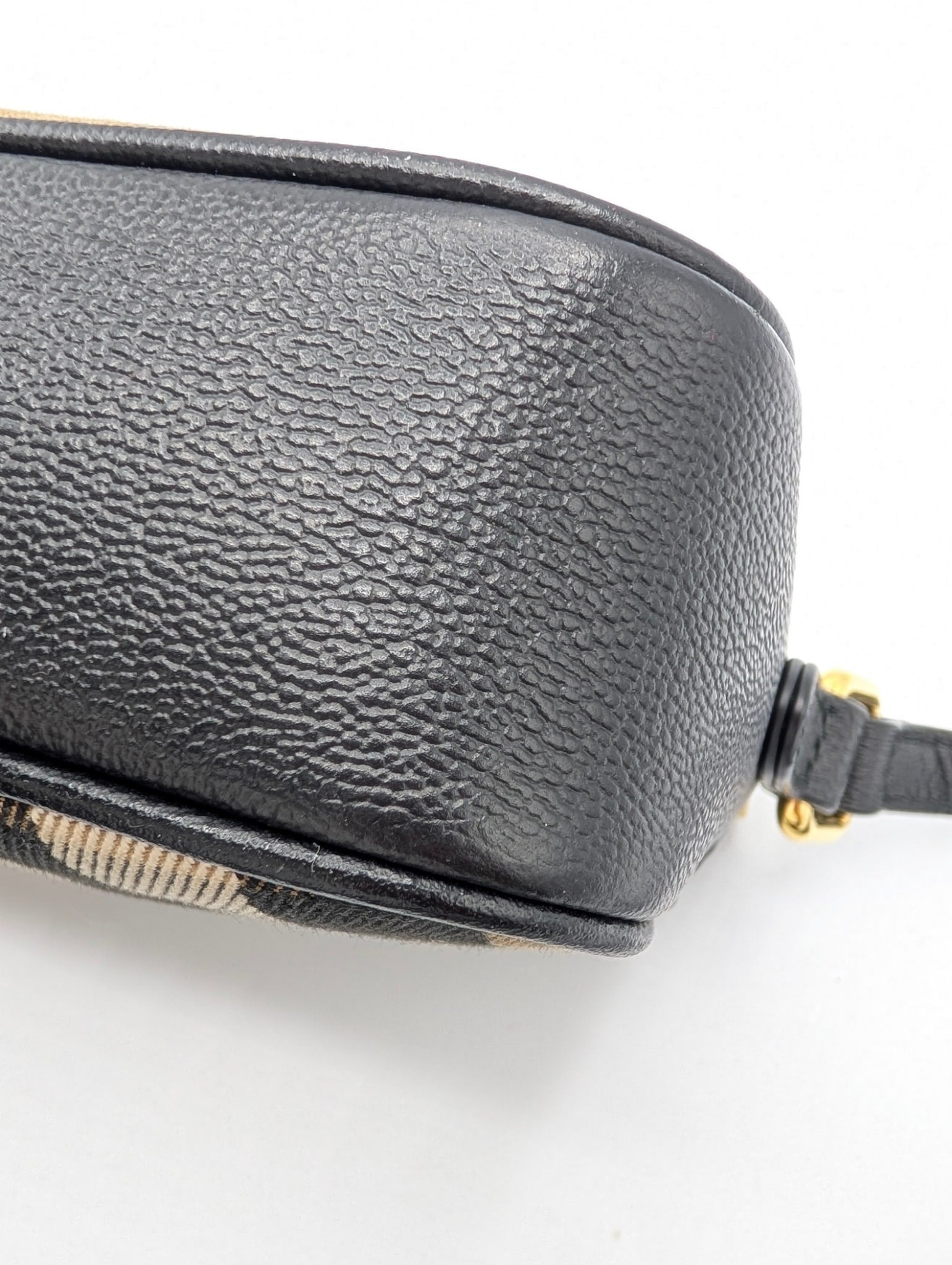Burberry Check Black Leather Camera Crossbody Bag