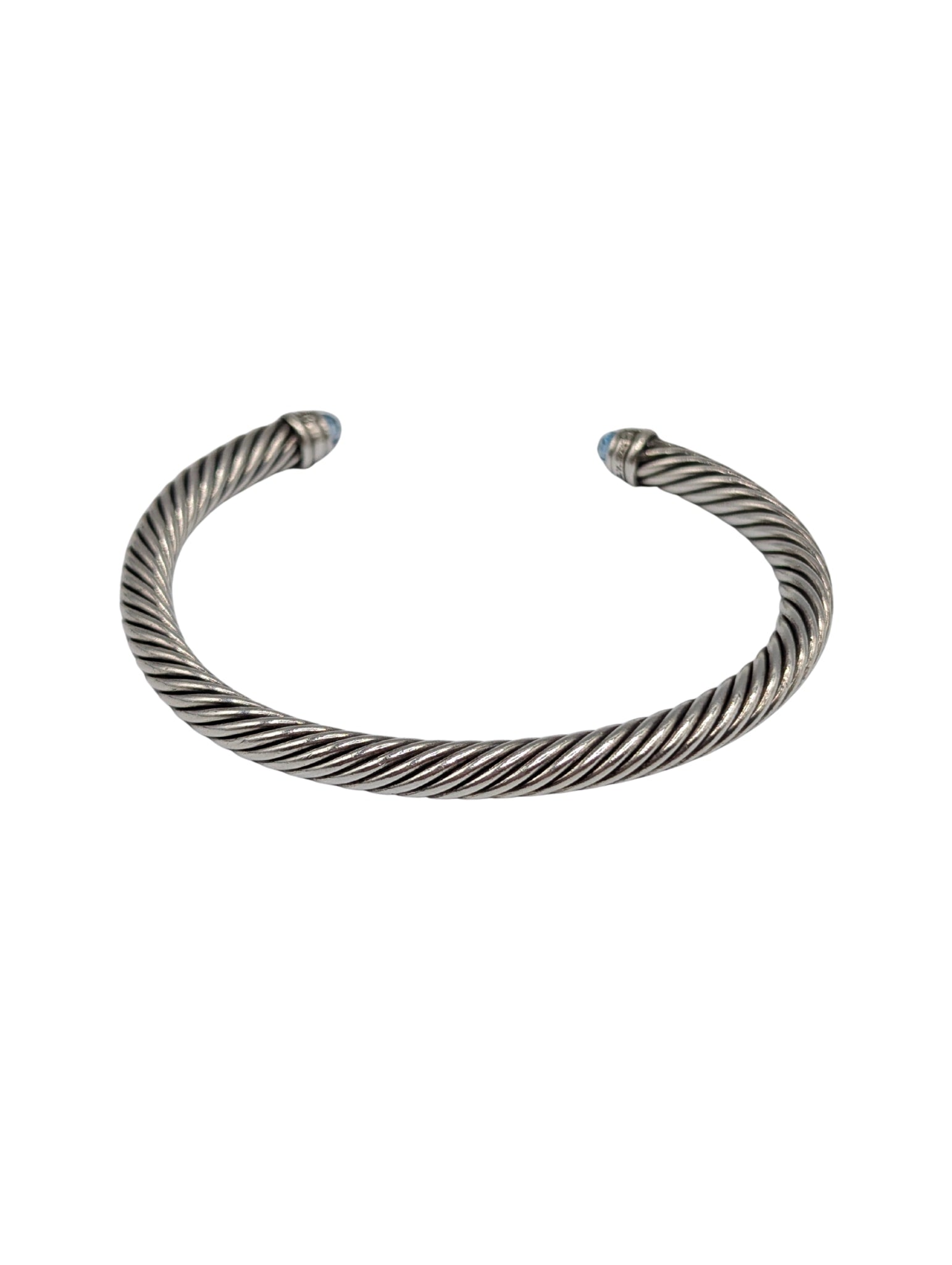 David Yurman Blue Quartz Diamond Sterling Silver 925 Cable Bracelet 4mm