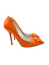 Versace Orange Patent La Medusa Pointed Pumps Size 37.5 Spring 2021