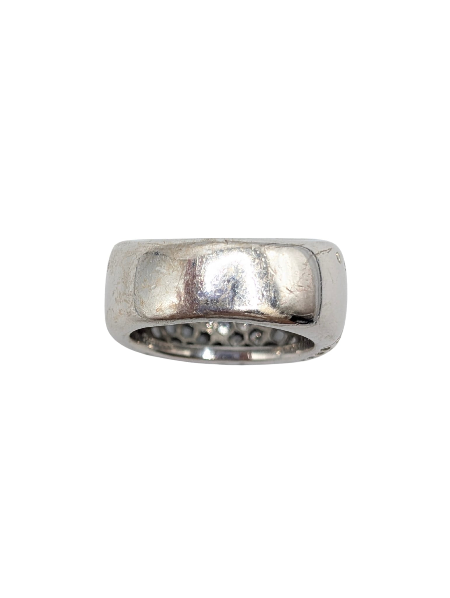 Cartier Nouvelle Vague Paris Diamond 18K White Gold Dome Ring Size 52