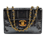 Chanel Black Patent GHW Vertical Quilt Jumbo Flap 1994