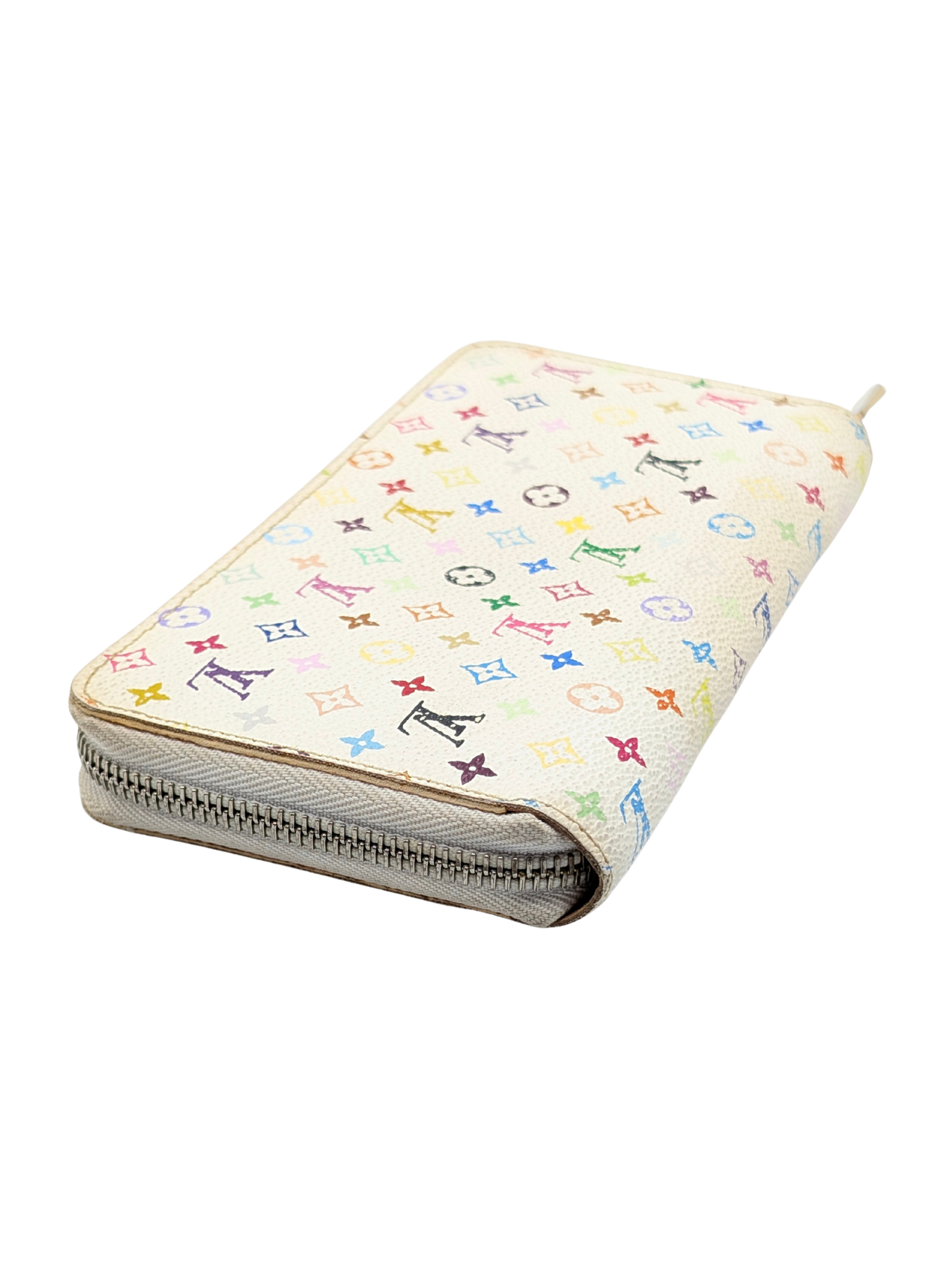 Louis Vuitton White Multicolor Zippy Wallet