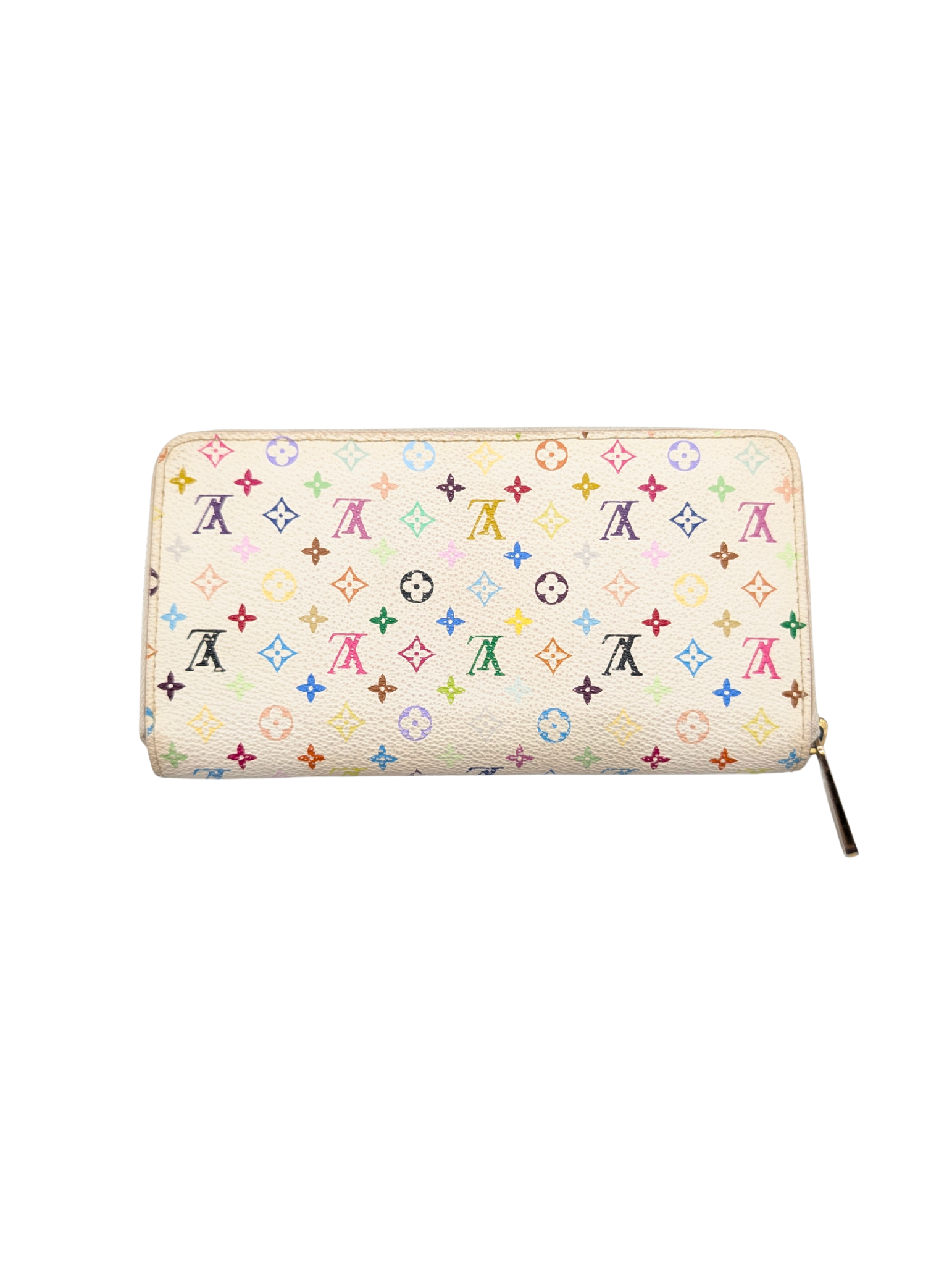 Louis Vuitton White Multicolor Zippy Wallet