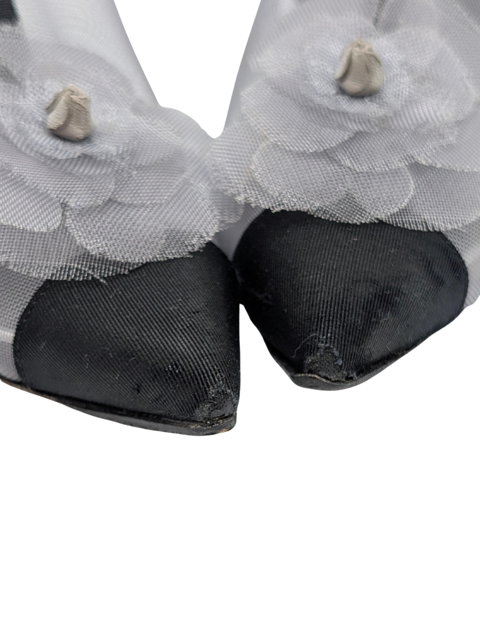 Chanel Mesh Grosgain Camellia Ankle Booties Size 40.5C