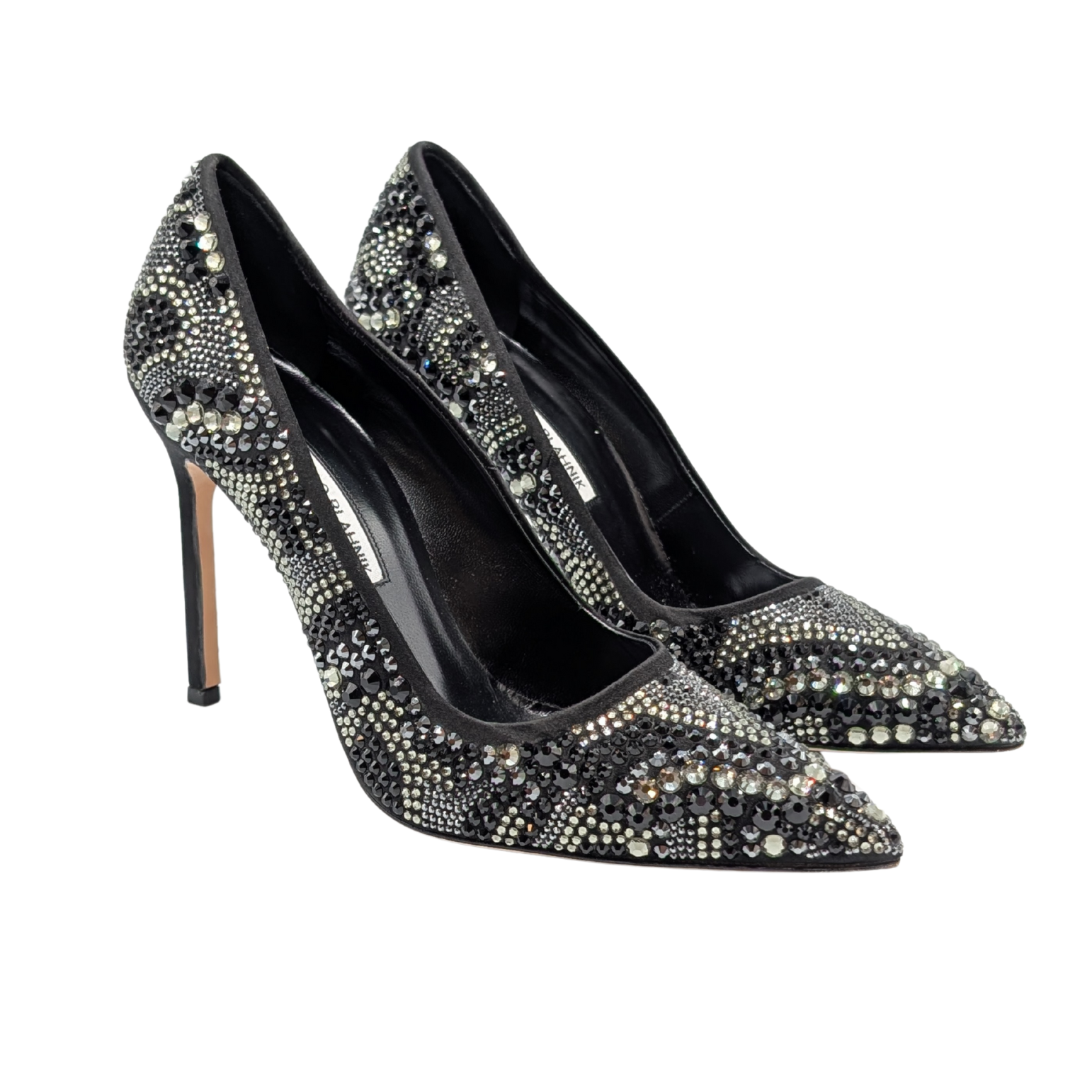 Manolo Blahnik BB Black Sawrovski Crystal Pumps Size 39