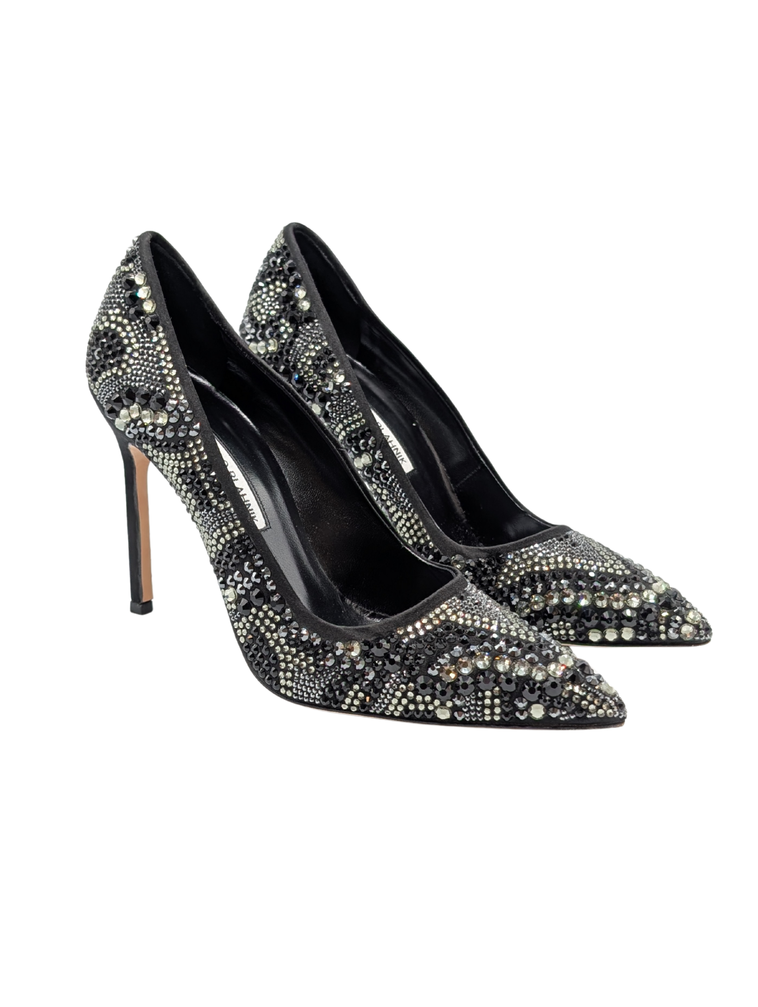 Manolo Blahnik BB Black Sawrovski Crystal Pumps Size 39