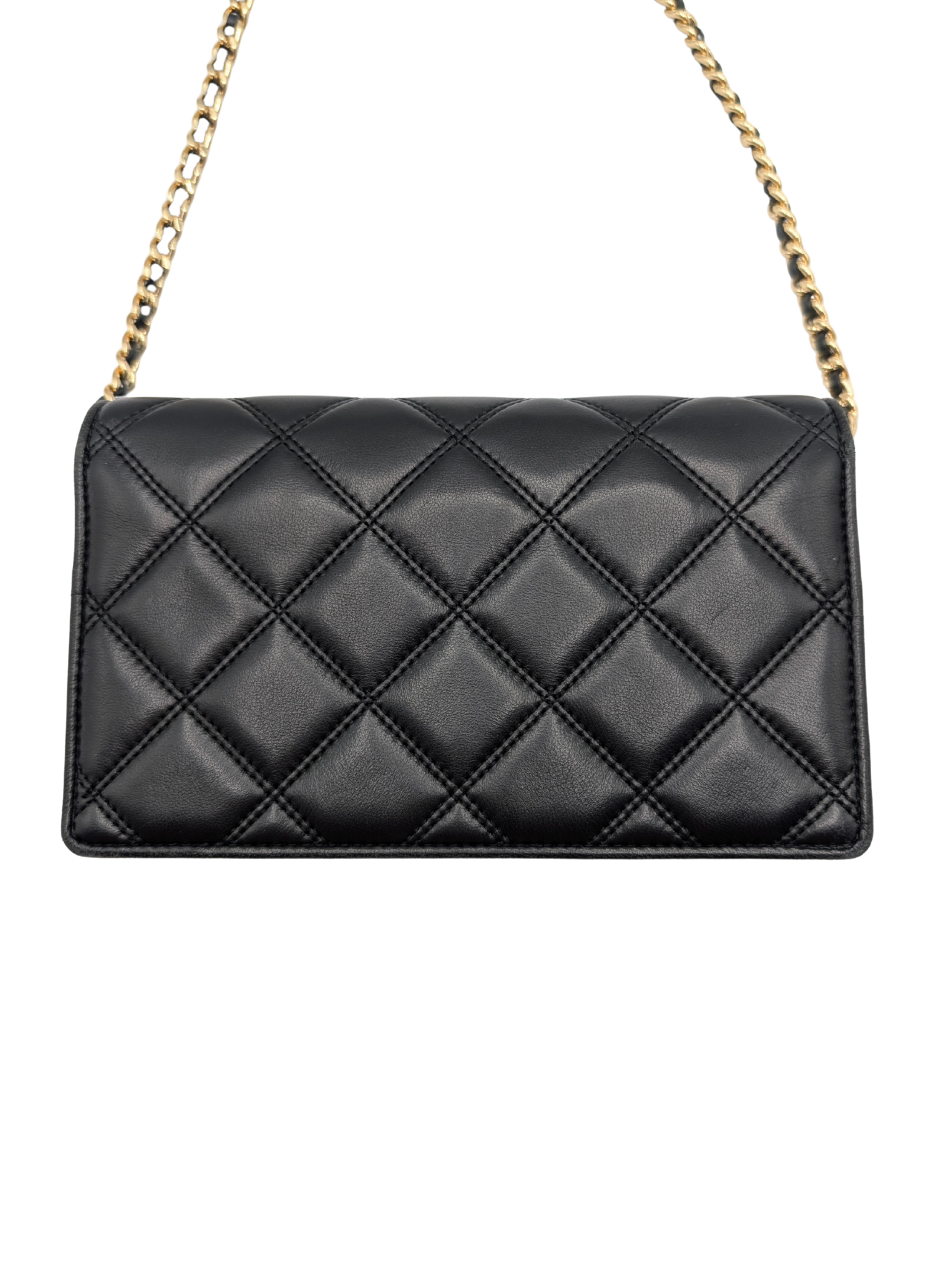 Tory Burch Savannah Black Quilted Chain Wallet Crossbody