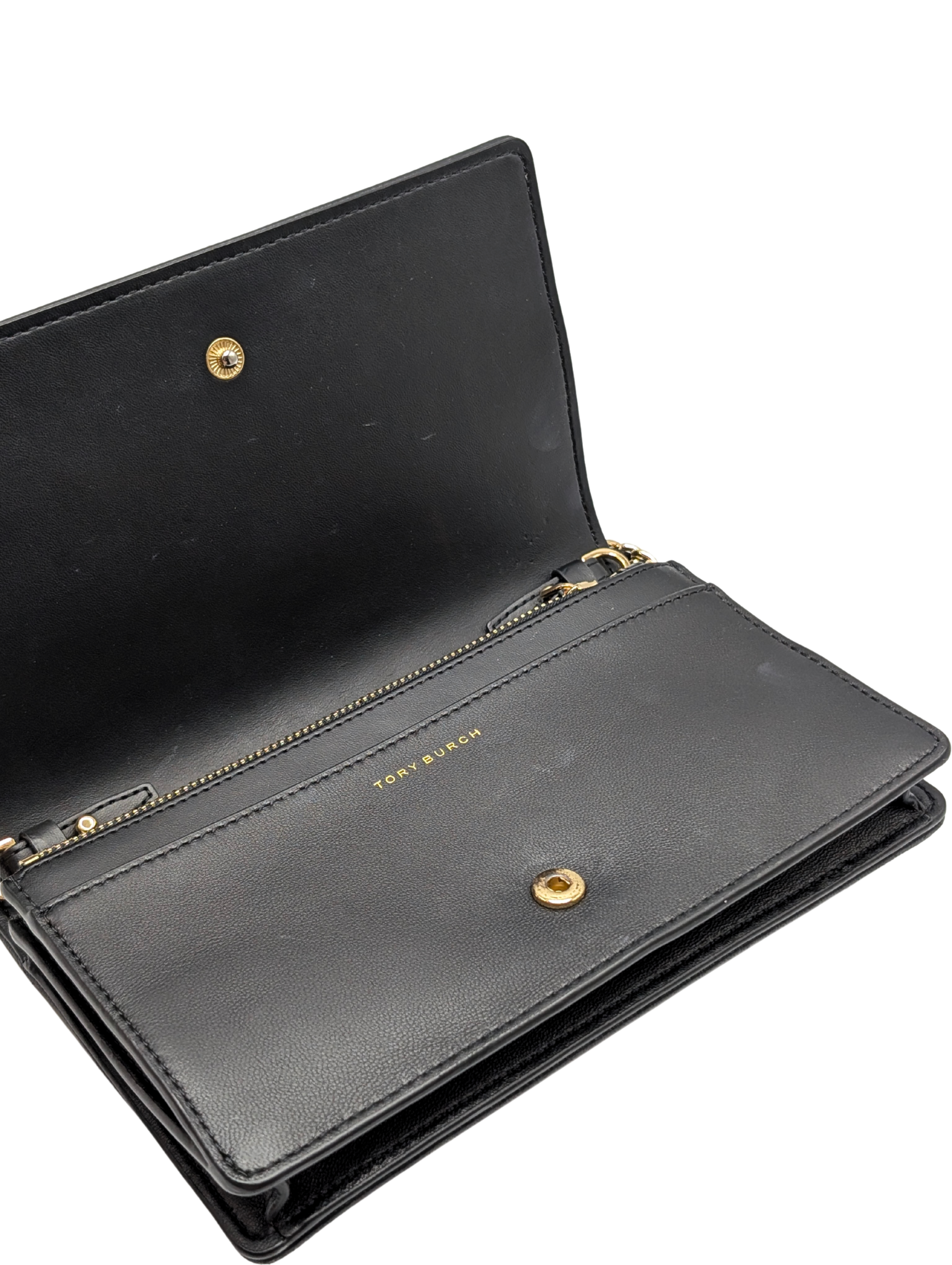 Tory Burch Savannah Black Quilted Chain Wallet Crossbody