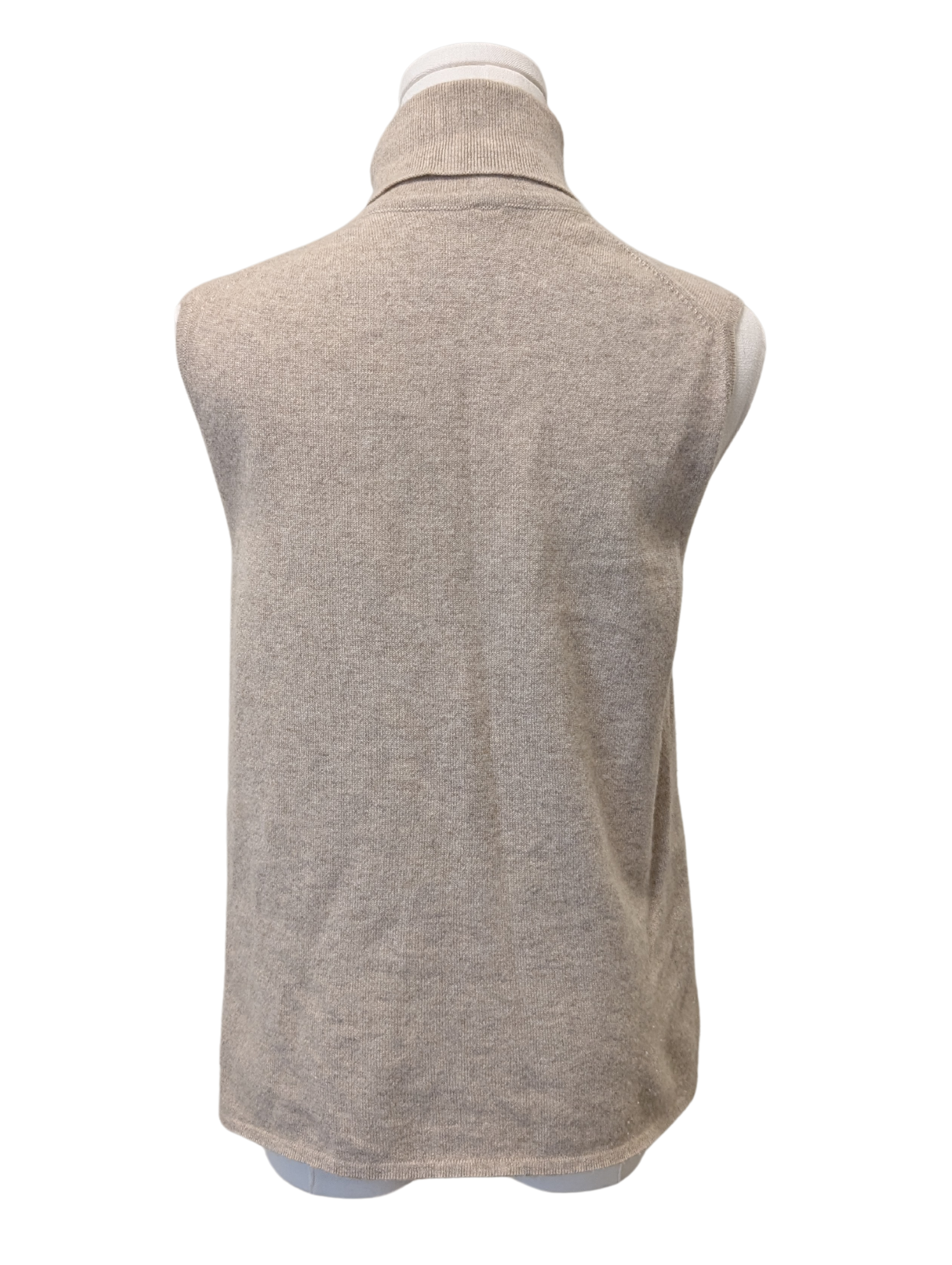 Hermès Beige Cashmere Sleeveless Turtleneck Size Large