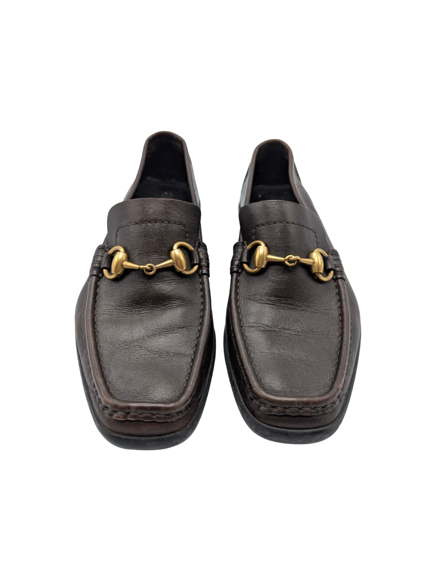 Gucci Brown Leather Horsebit Driving Loafers Size 6.5