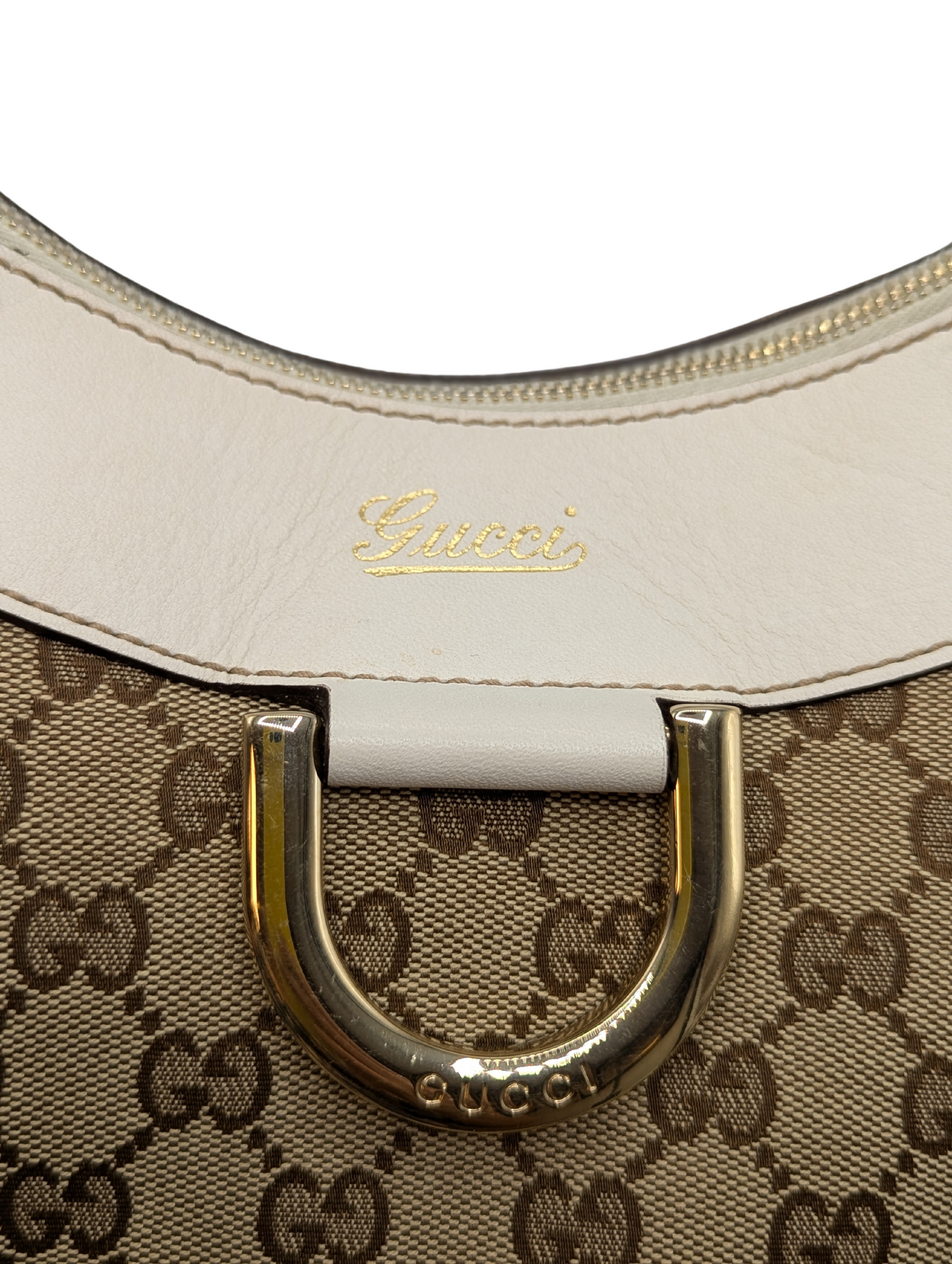 Gucci Beige White Abbey D-Ring Large Shoulder Bag